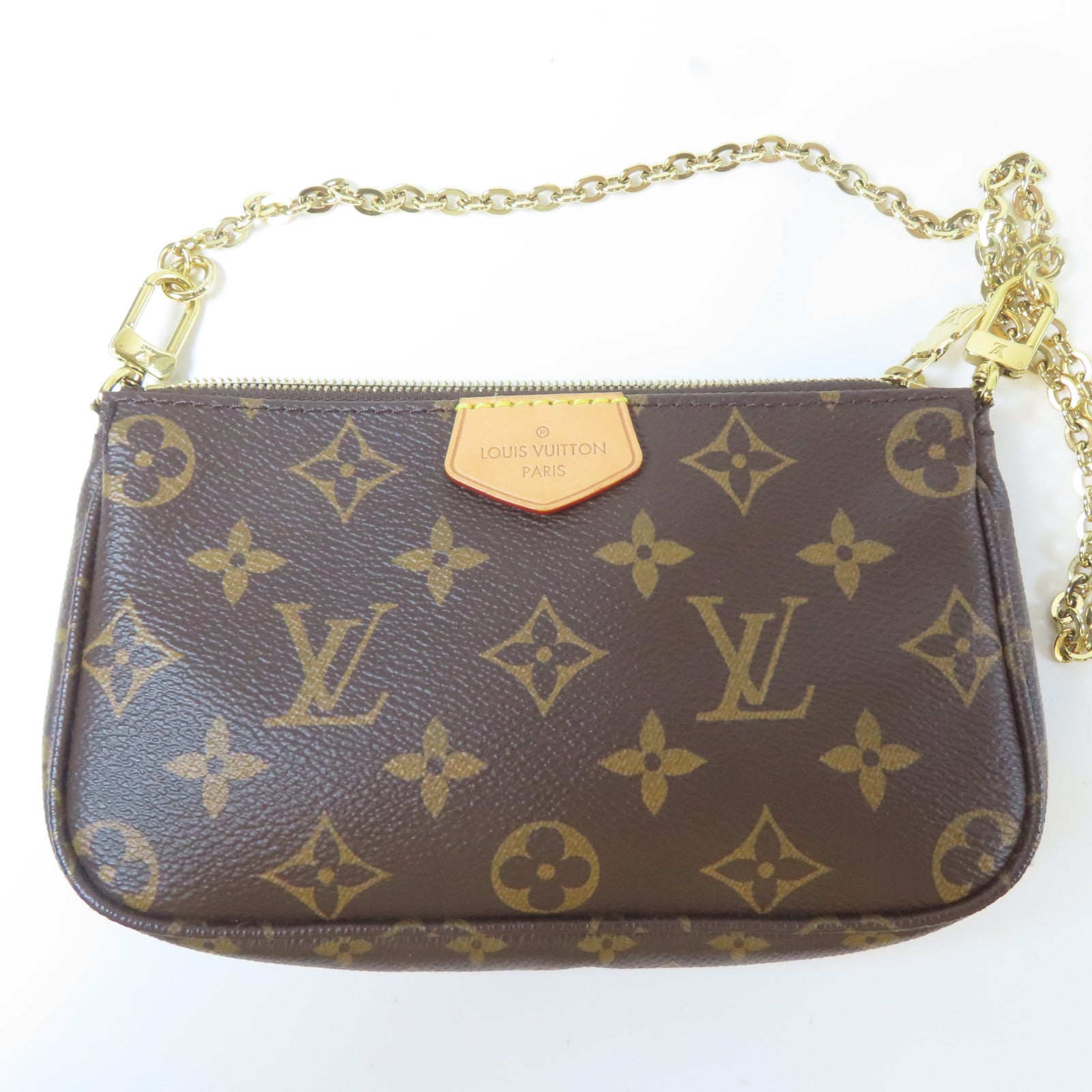 LOUIS VUITTON Monogram Multi Pochette Accessories金扣肩背袋啡色