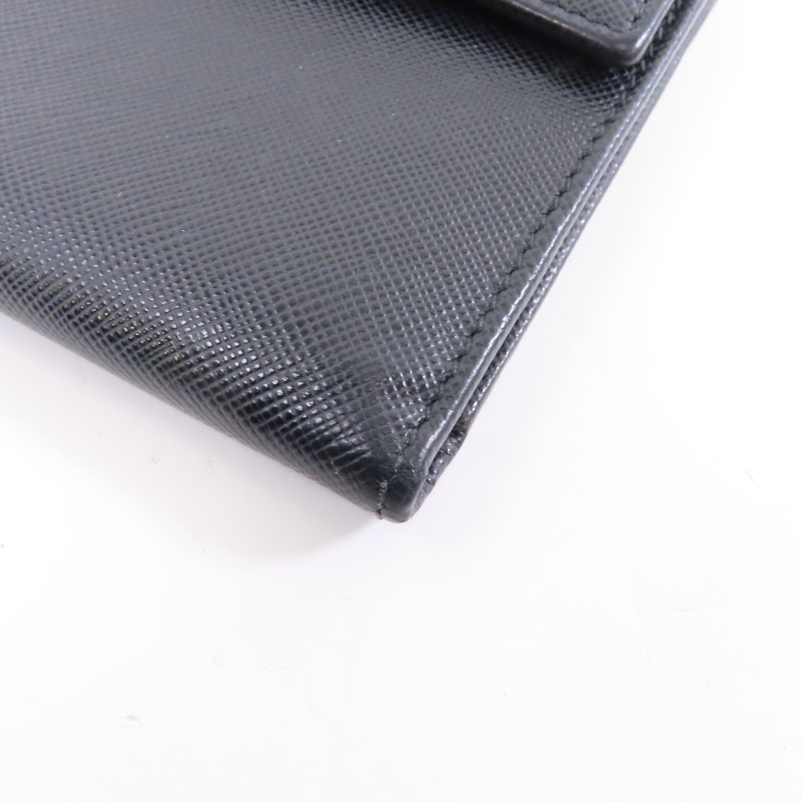 PRADA 牛皮皮革Wallet銀扣錢包黑色