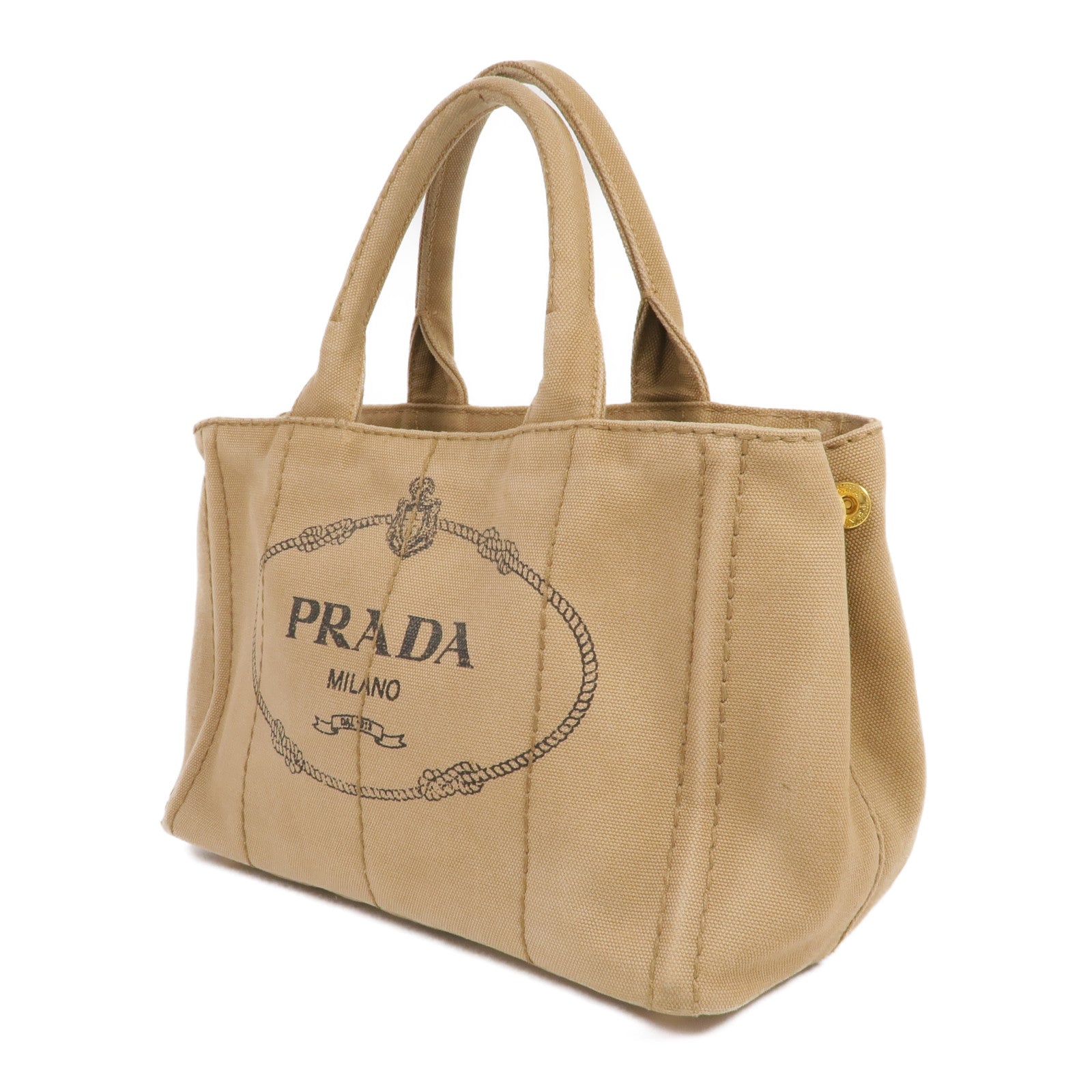PRADA 帆布Prada Canapa Tote Bag金扣手挽肩背兩用袋