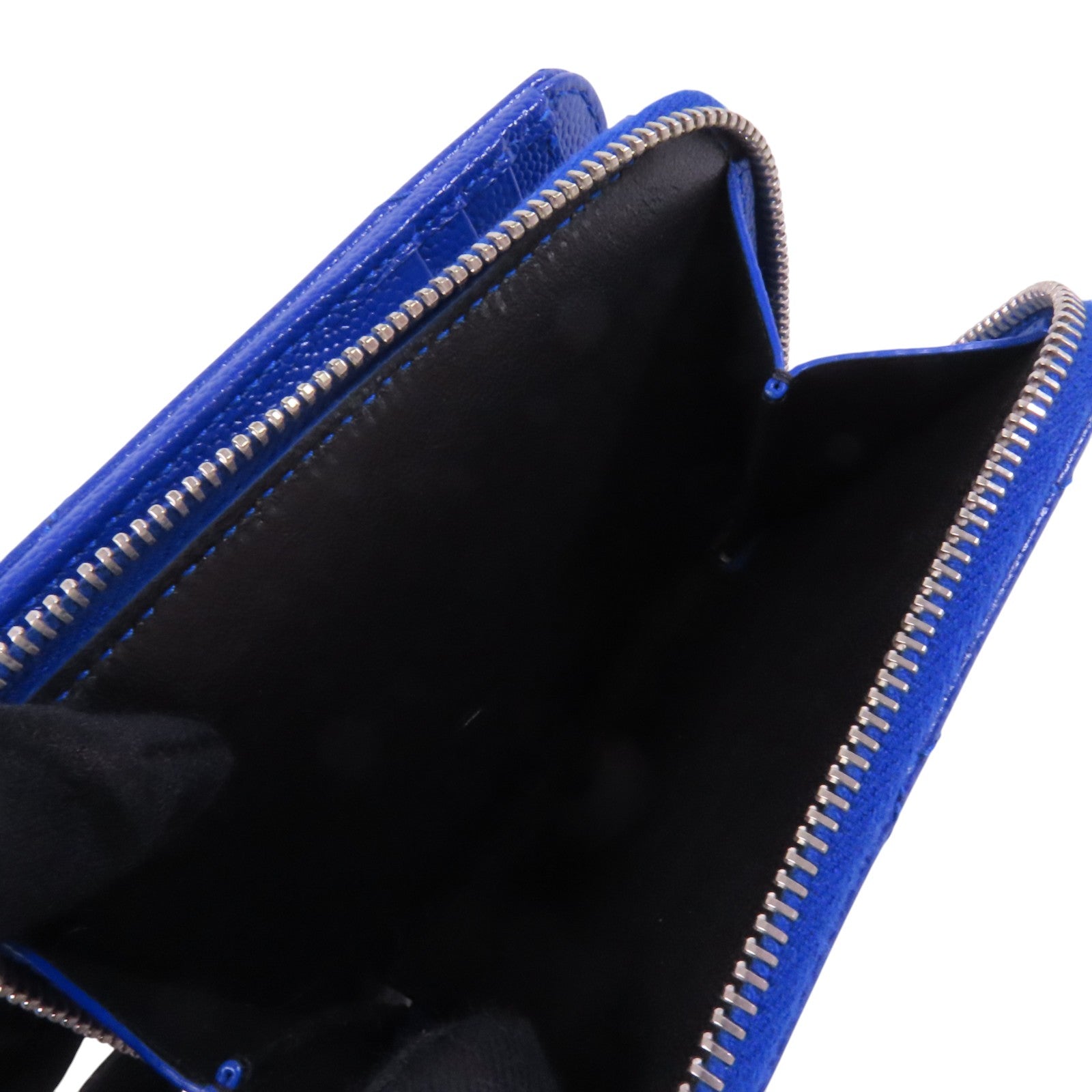 SAINT LAURENT 牛皮皮革Zipper Wallet銀扣拉鏈短錢包