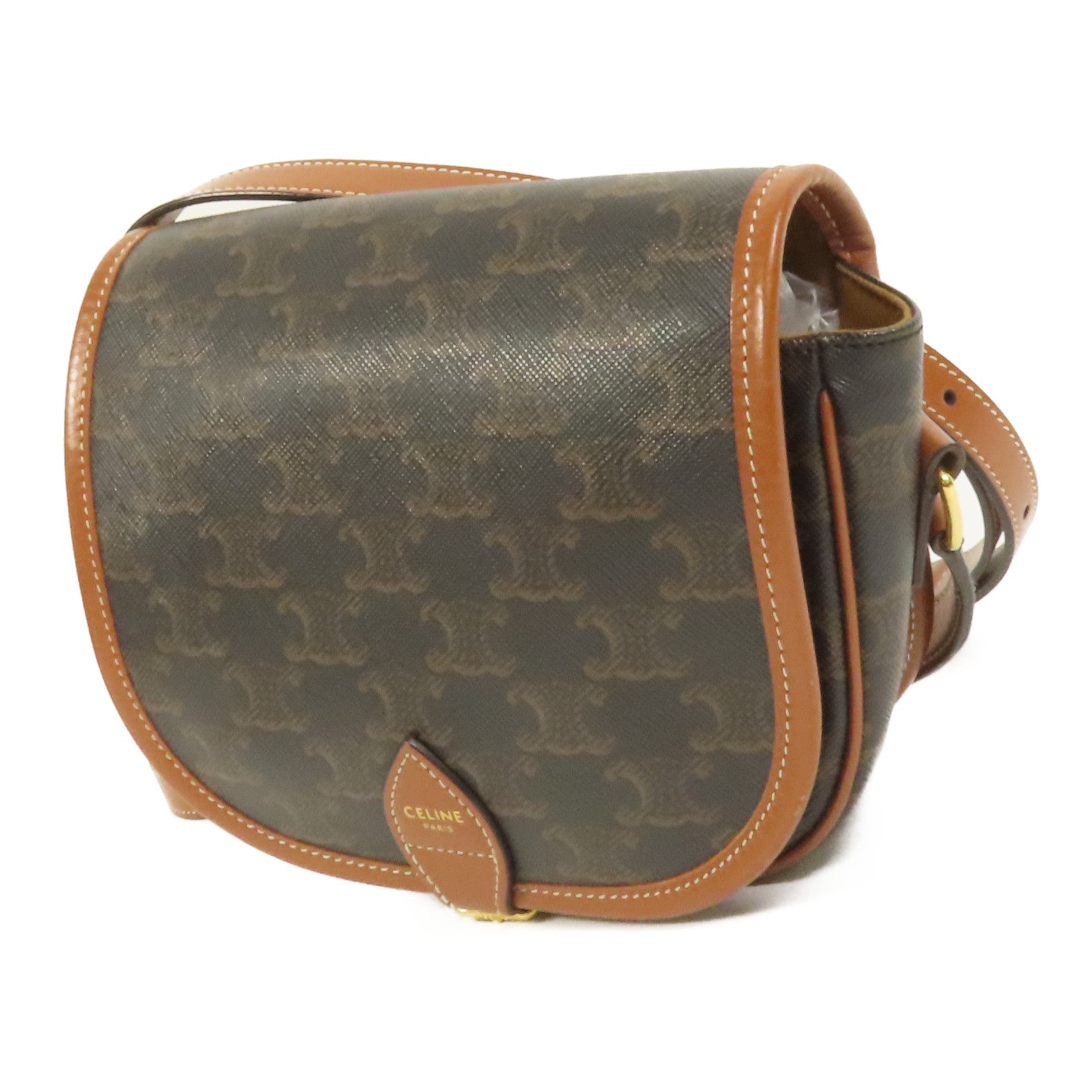 CELINE 塗層帆布Folco金扣肩背袋