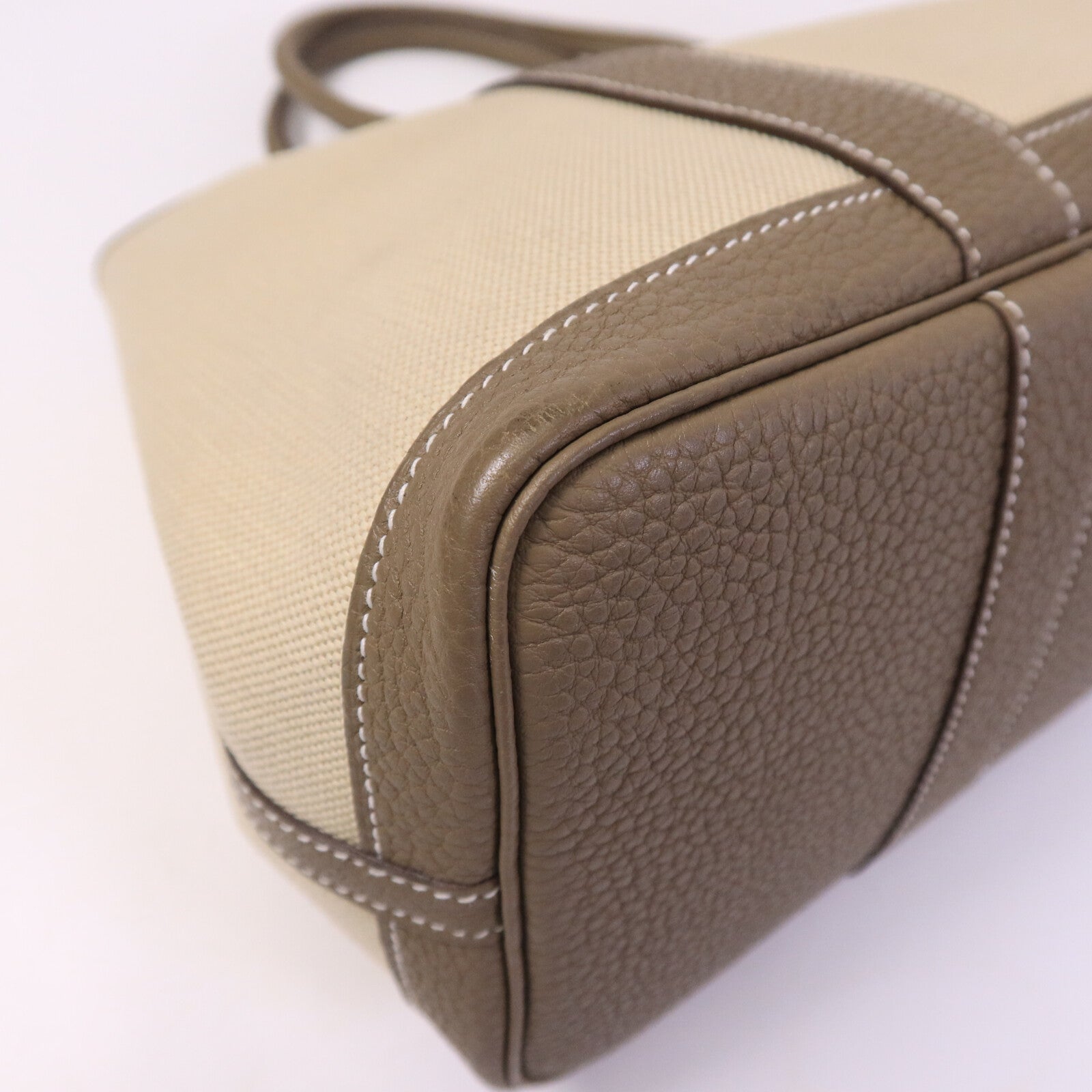 HERMES 皮革/帆布Garden Party TPM手挽袋Etoupe/Beton