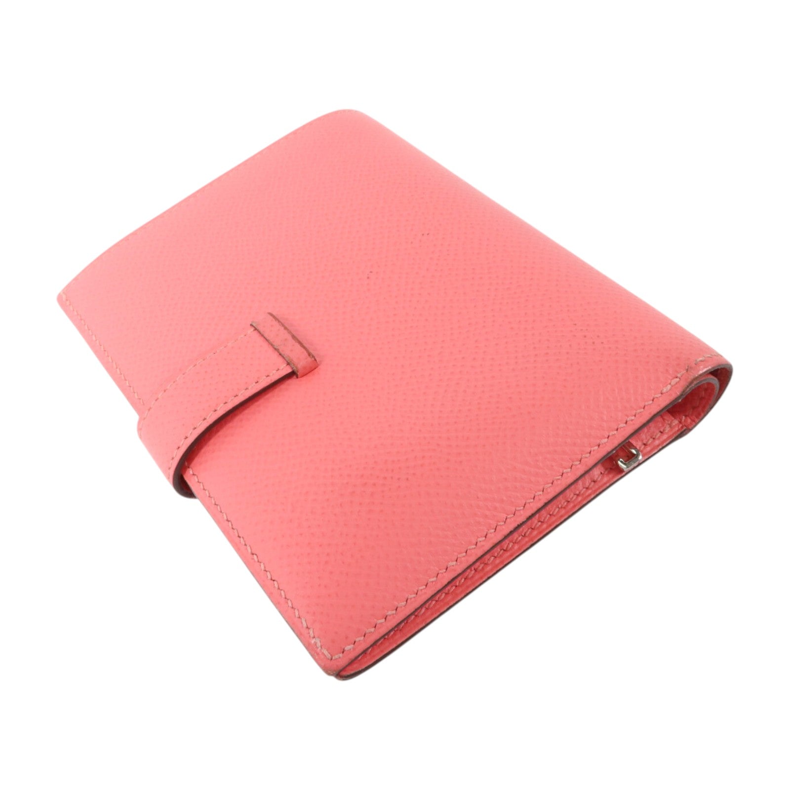 HERMES Epsom皮革Bearn Compact Wallet銀扣錢包Rose Azalee