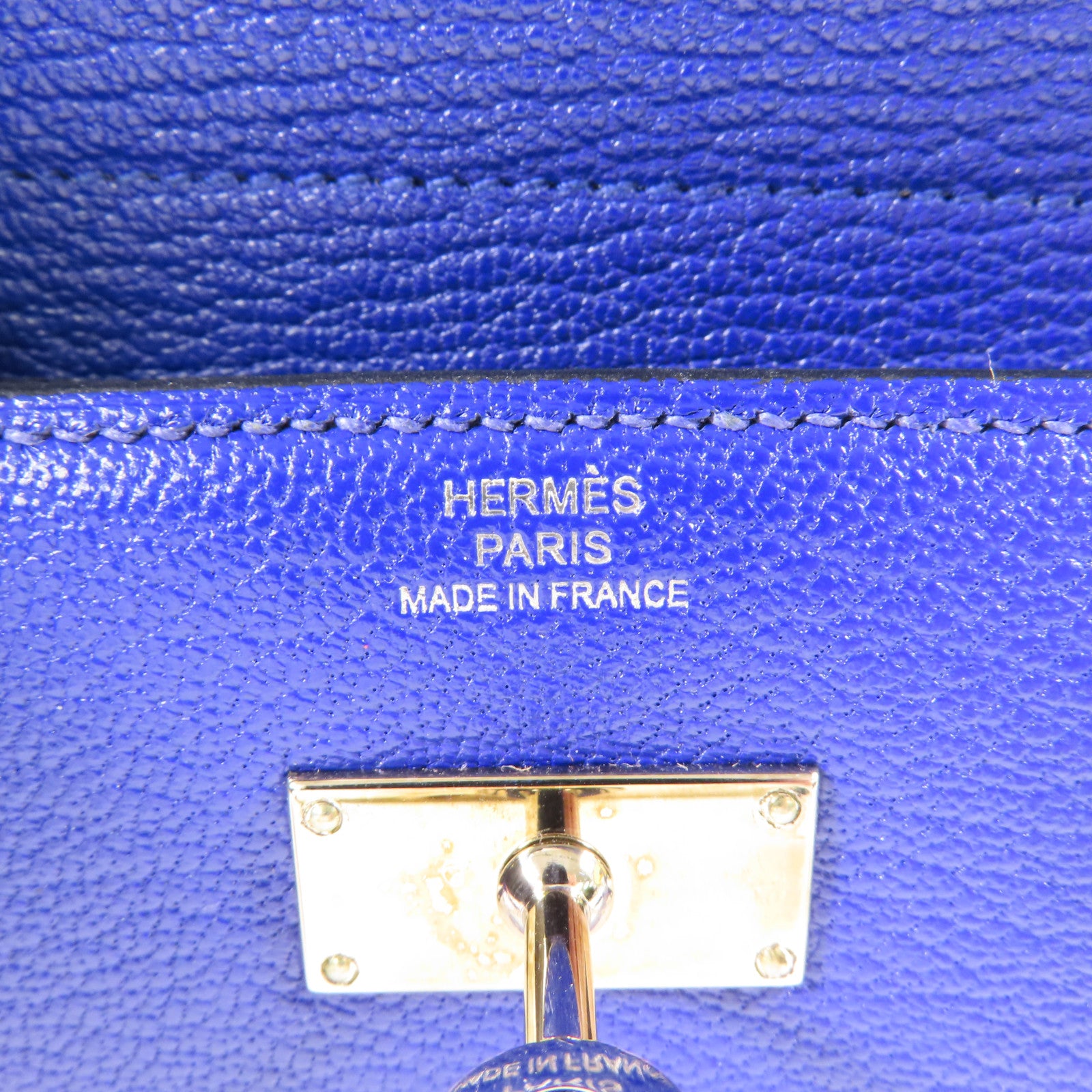 HERMES 【激減優惠】Chevre皮革Kelly Short Wallet銀扣錢包7T Bleu Electrique/電子藍