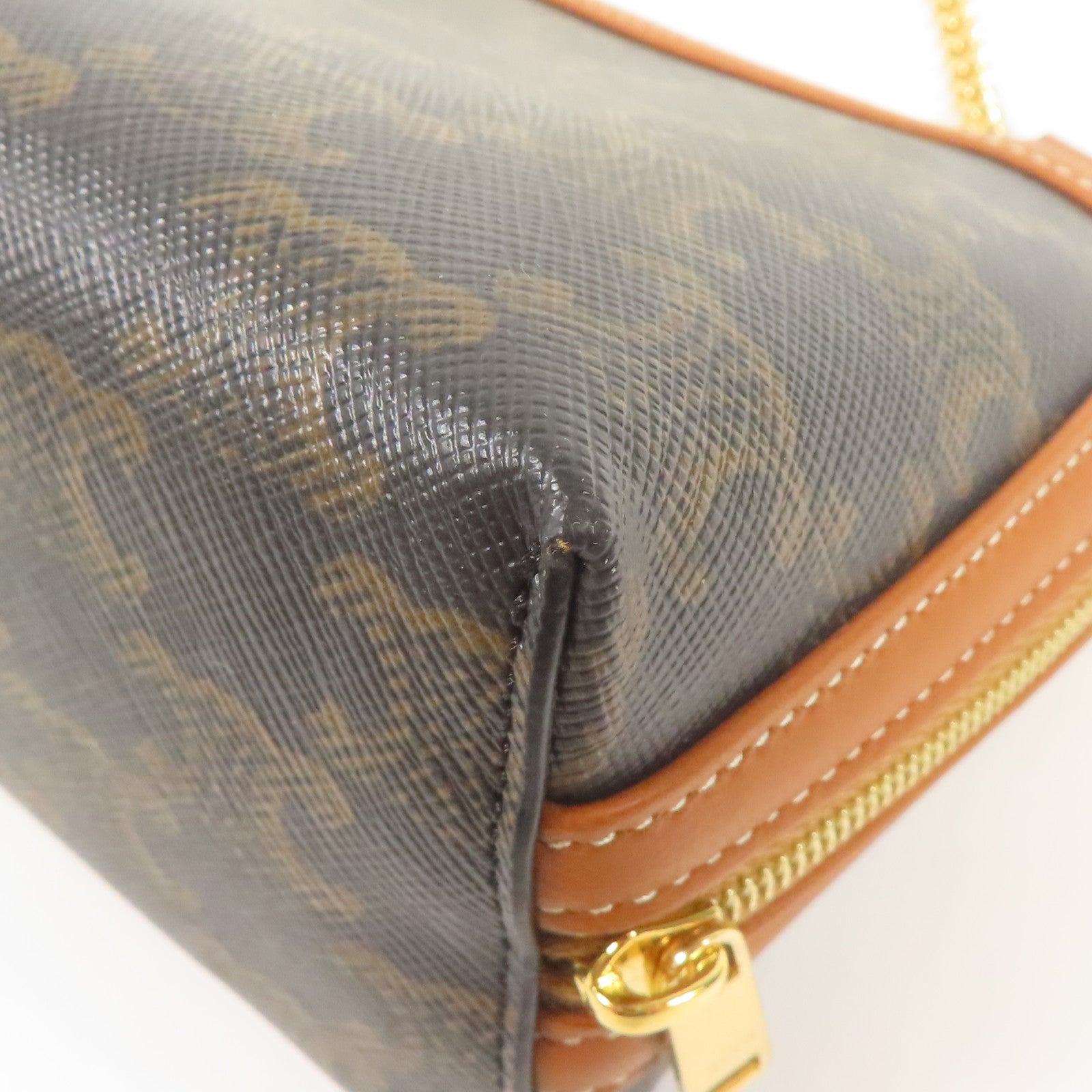 CELINE 塗層帆布Shoulder Bag金扣鏈帶肩背袋