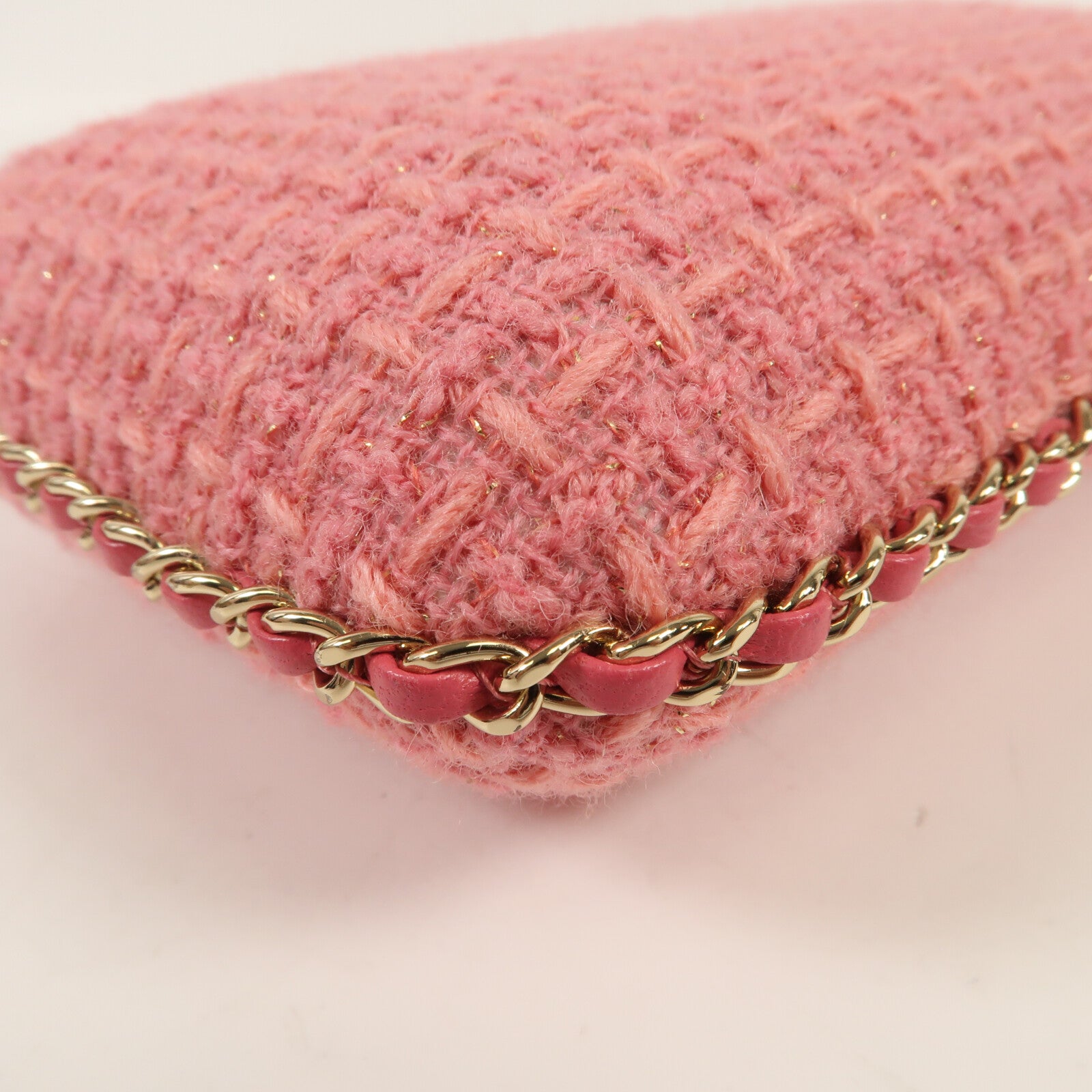 CHANEL 斜紋軟呢Phone Bag金扣鏈帶肩背袋