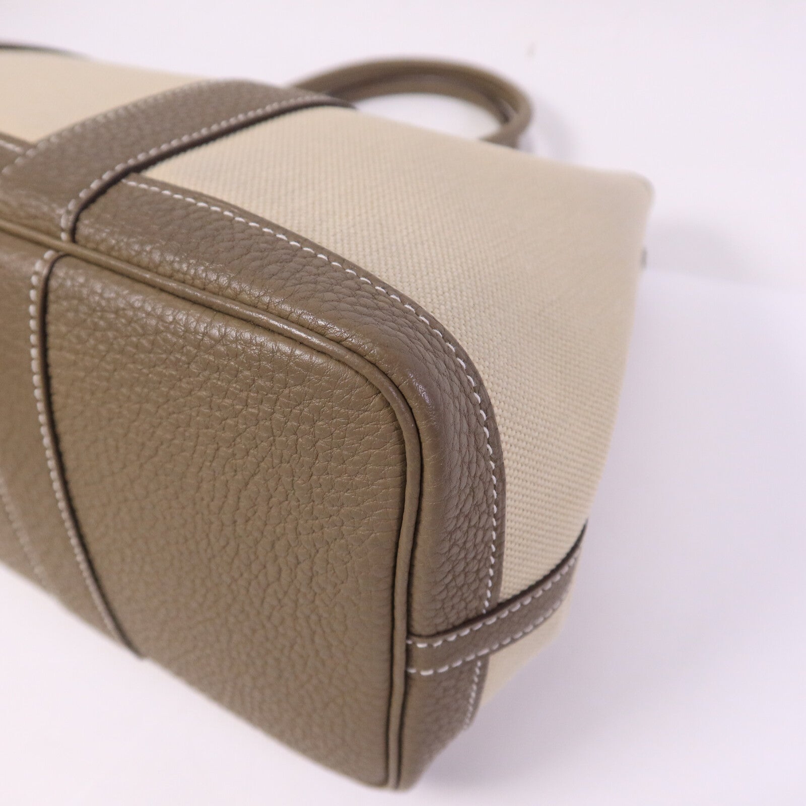 HERMES 皮革/帆布Garden Party TPM手挽袋Etoupe/Beton