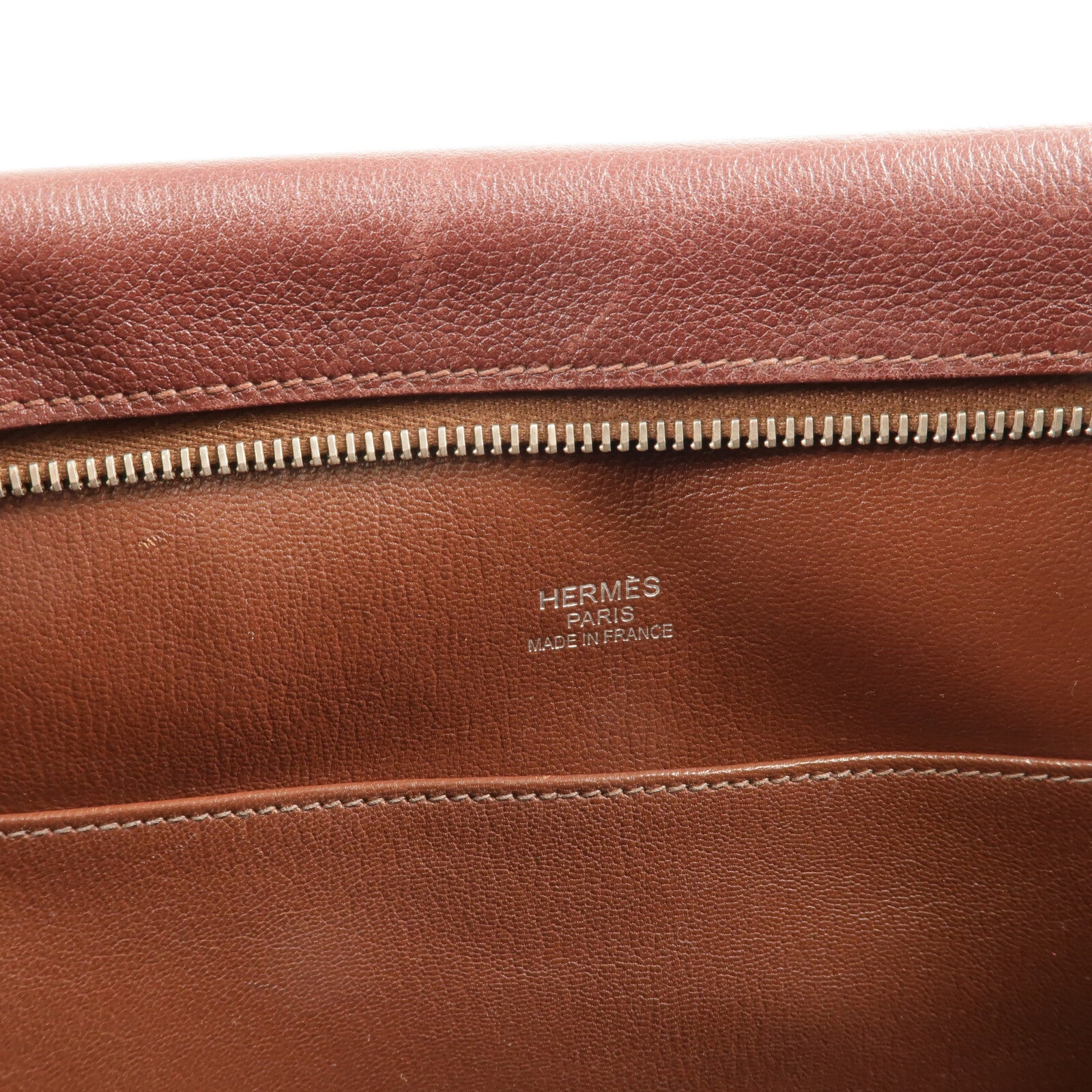 HERMES Clemence皮革Plume Dog 38公事包Bordeaux