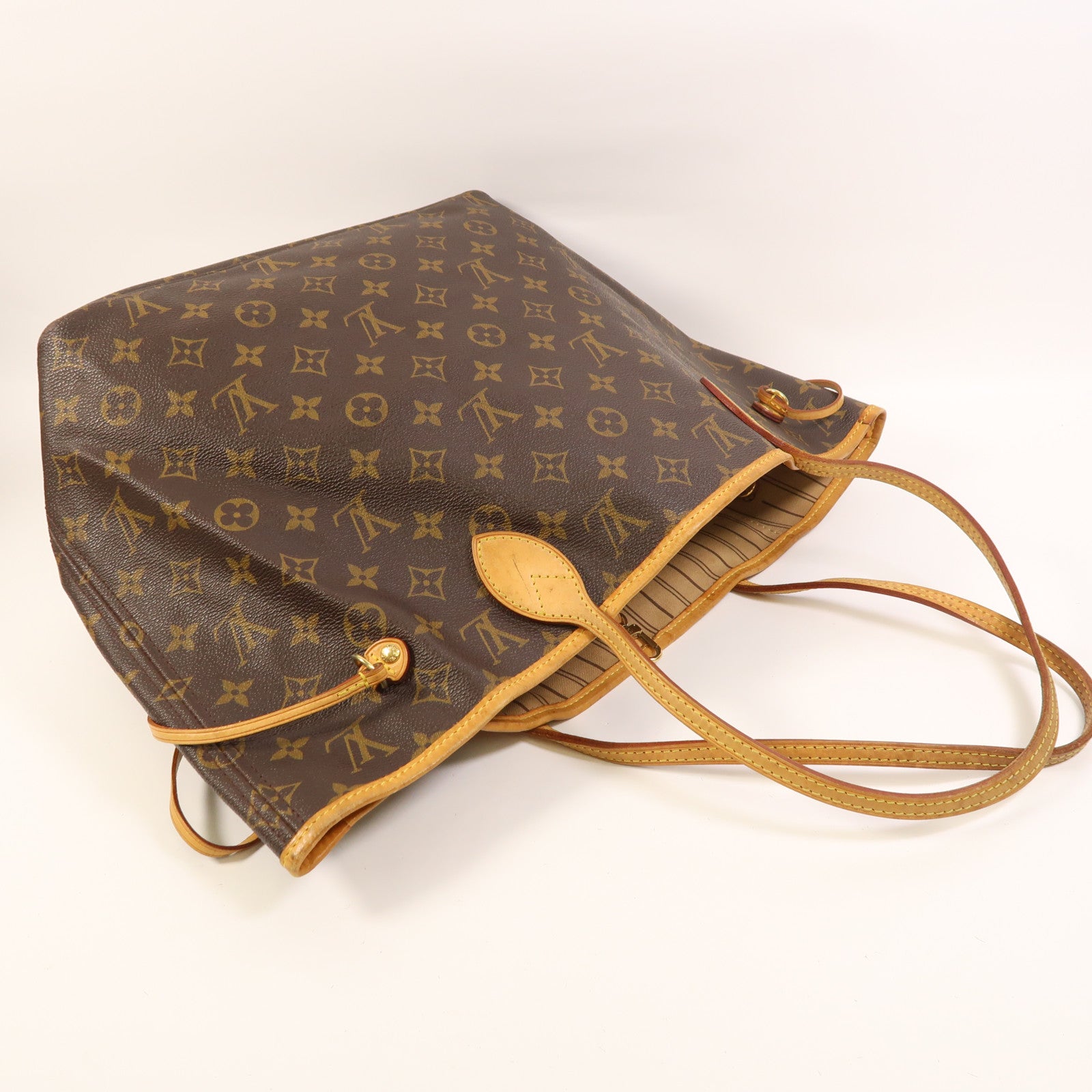 LOUIS VUITTON Monogram Neverfull MM金扣手挽袋