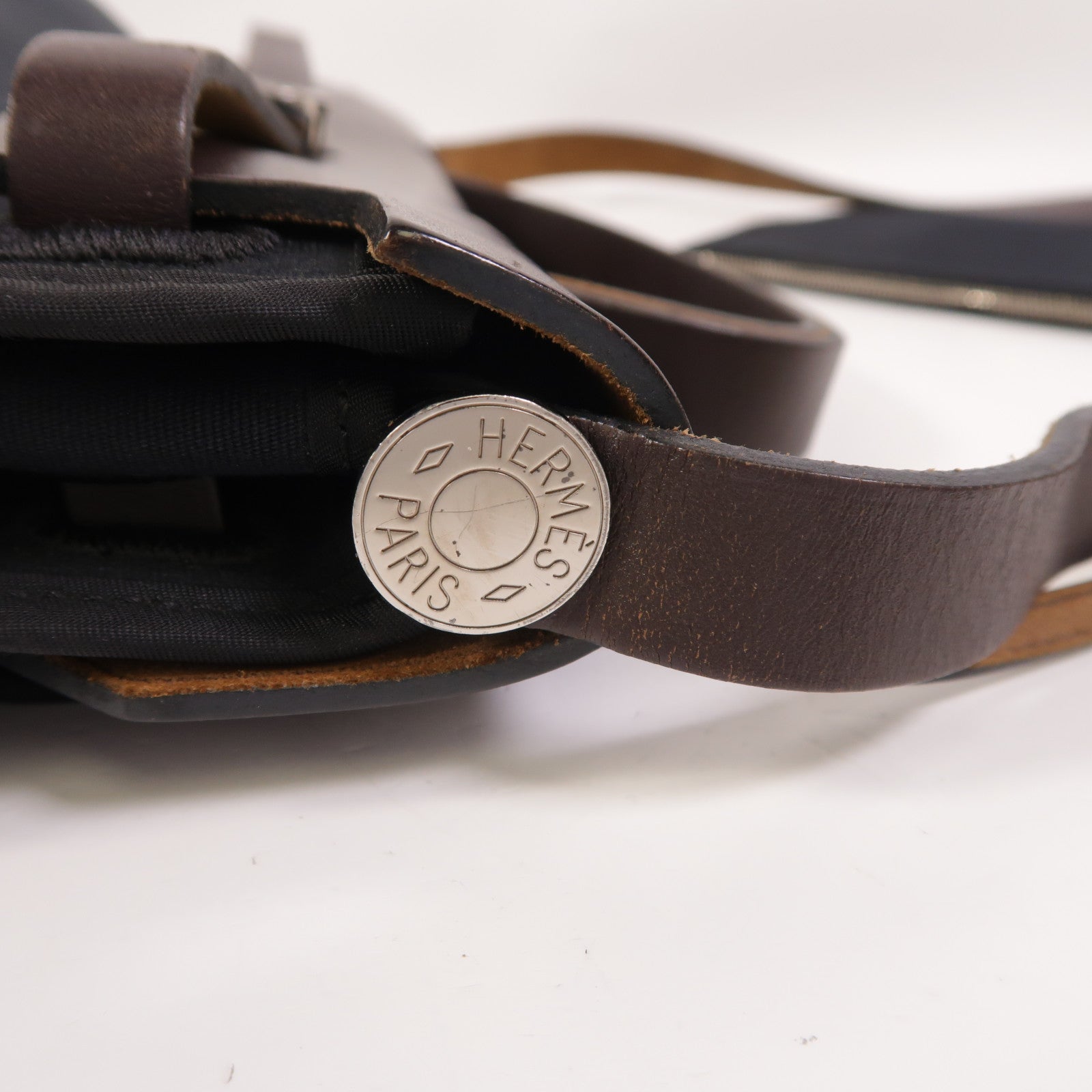 HERMES 帆布Herbag PM銀扣手挽肩背兩用袋