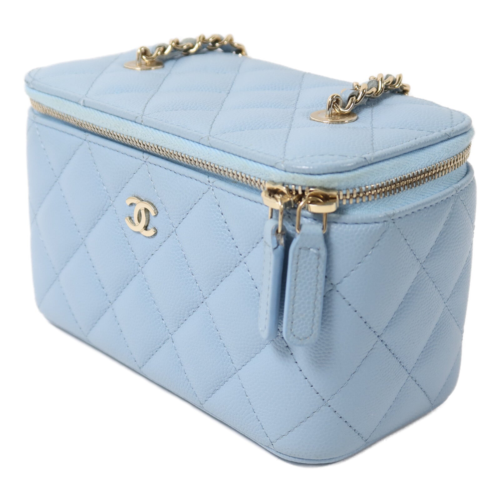 CHANEL 牛皮皮革Vanity Case鏈帶肩背袋