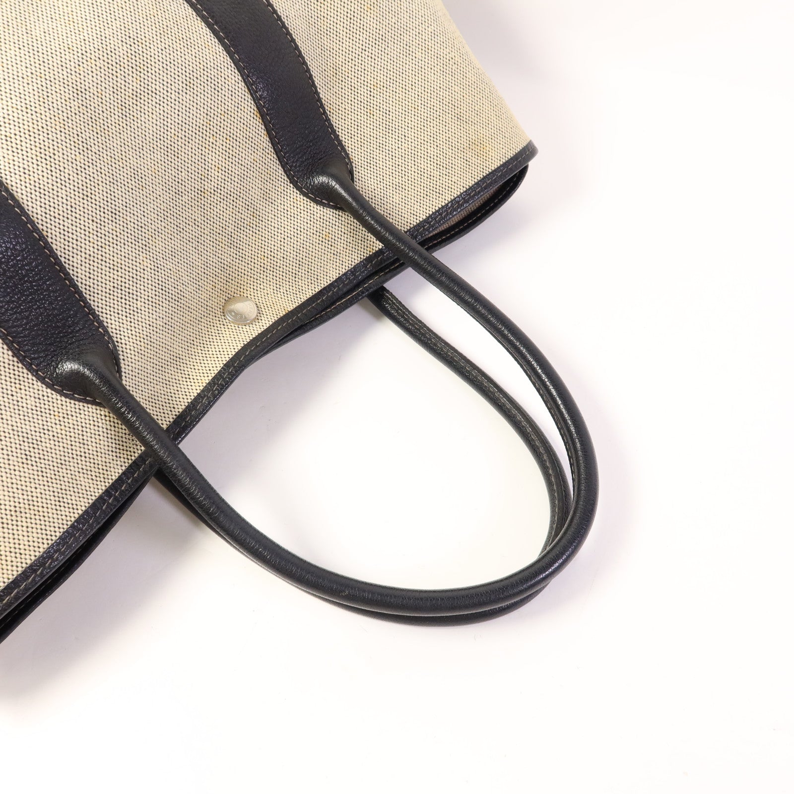 HERMES 帆布GardenParty PM銀扣手挽袋