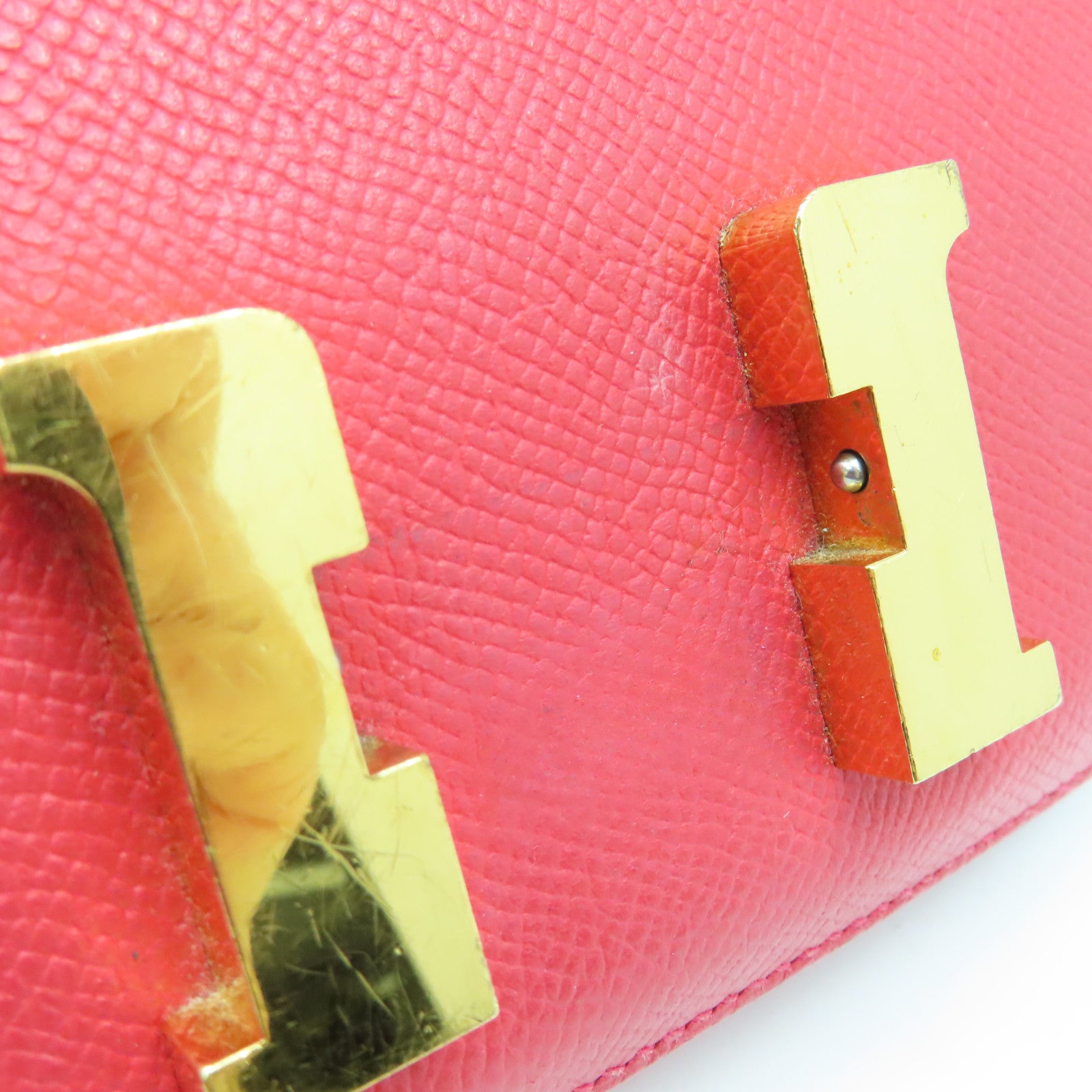 HERMES Epsom皮革Constance Mini Shoulder Bag金扣肩背袋紅色T5