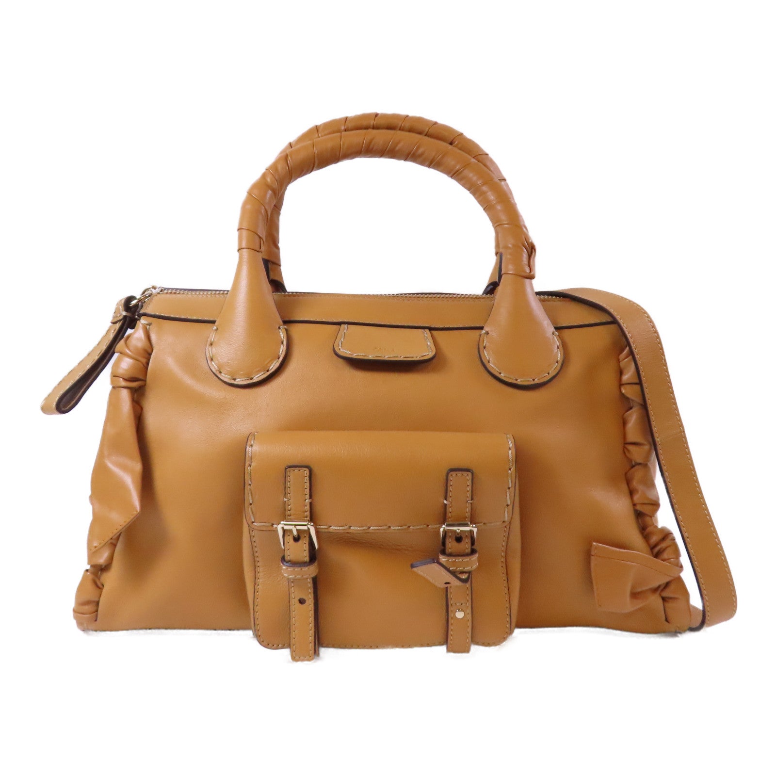 Chloe 【激減優惠】牛皮皮革Shoulder Tote Bag金扣肩背袋啡色