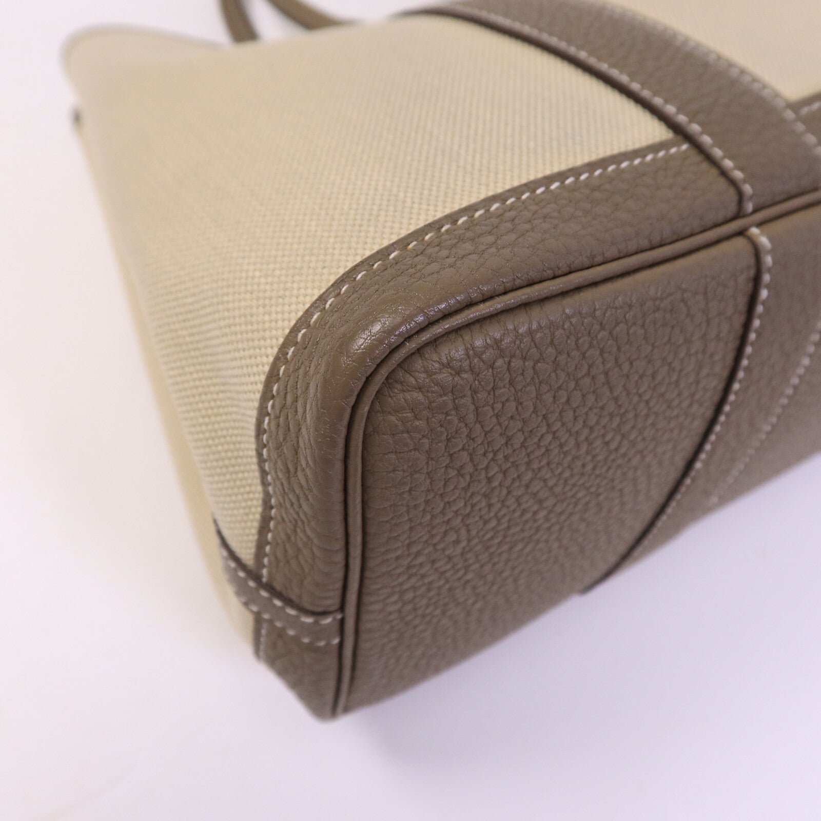 HERMES 皮革/帆布Garden Party TPM手挽袋Etoupe/Beton