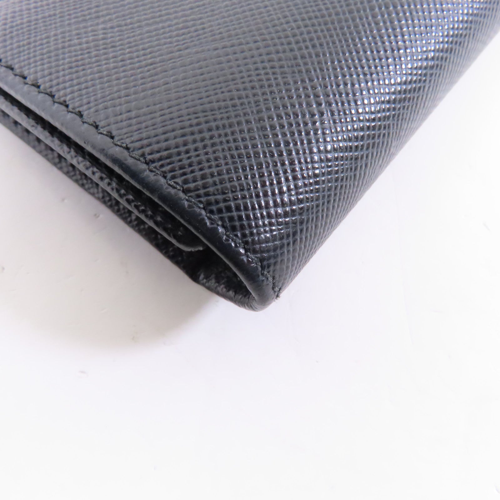 PRADA 牛皮皮革Wallet銀扣錢包黑色