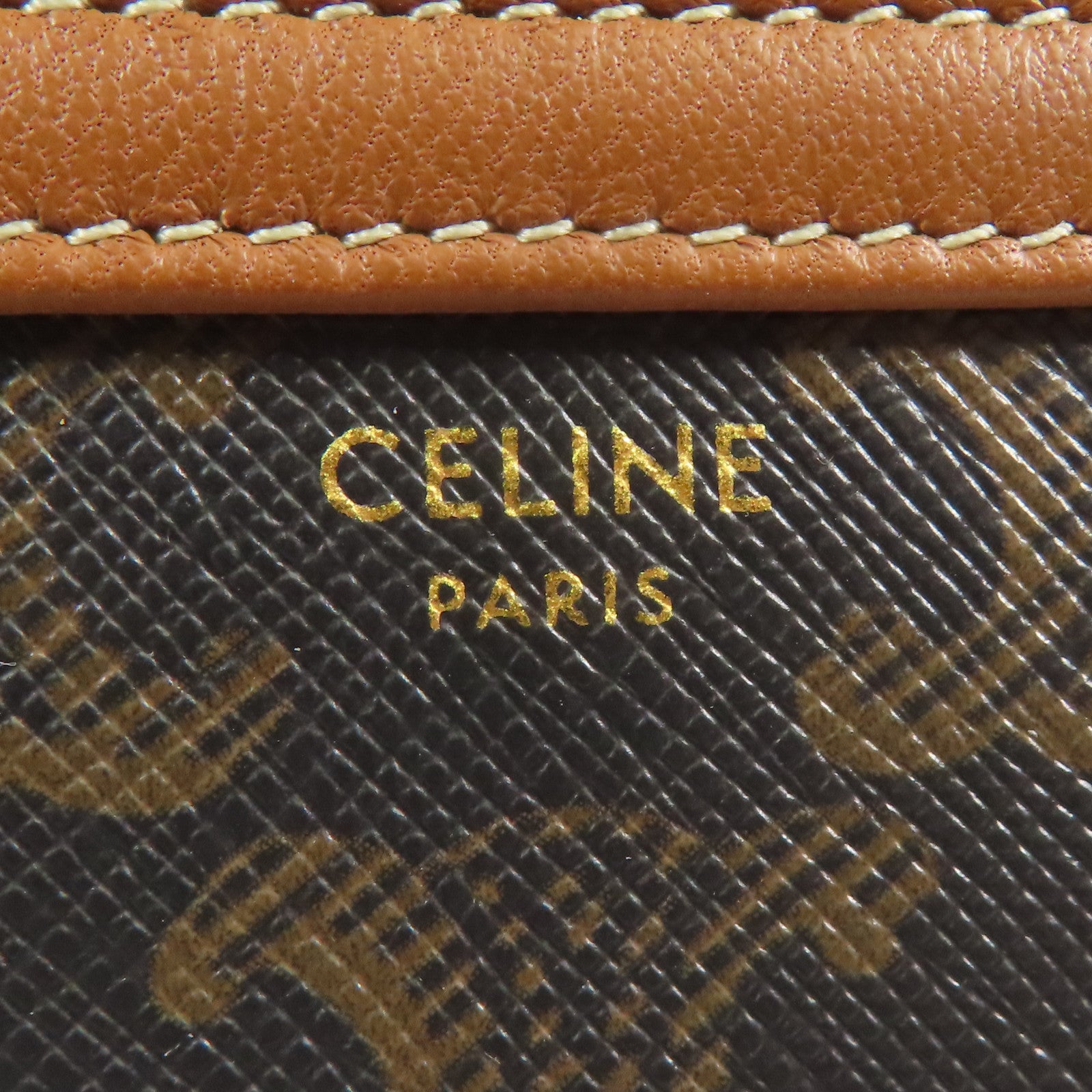 CELINE 塗層帆布Shoulder Bag金扣鏈帶肩背袋