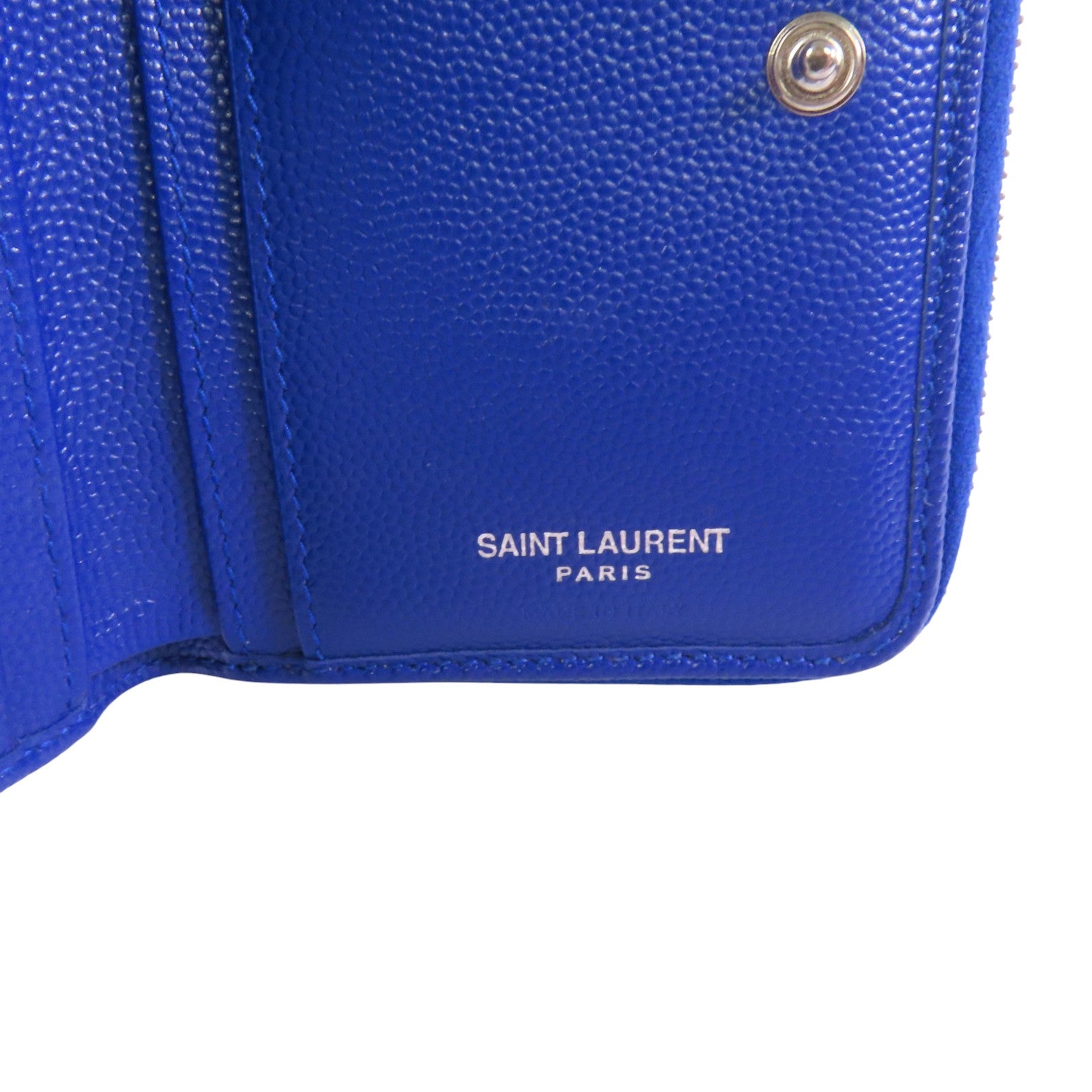 SAINT LAURENT 牛皮皮革Zipper Wallet銀扣拉鏈短錢包
