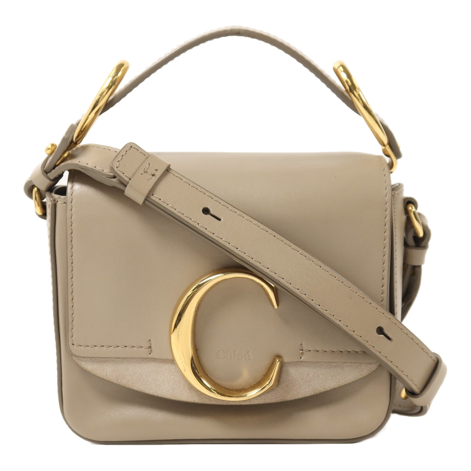 Chloe 牛皮皮革C Bag金扣手挽肩背兩用袋