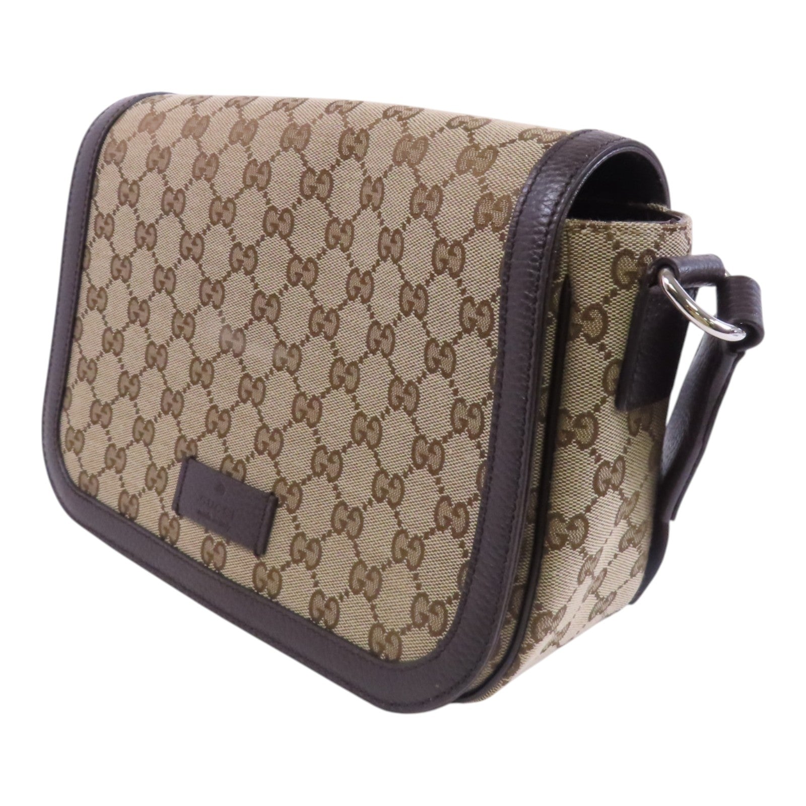 GUCCI GG帆布Shoulder Bag銀扣肩背袋