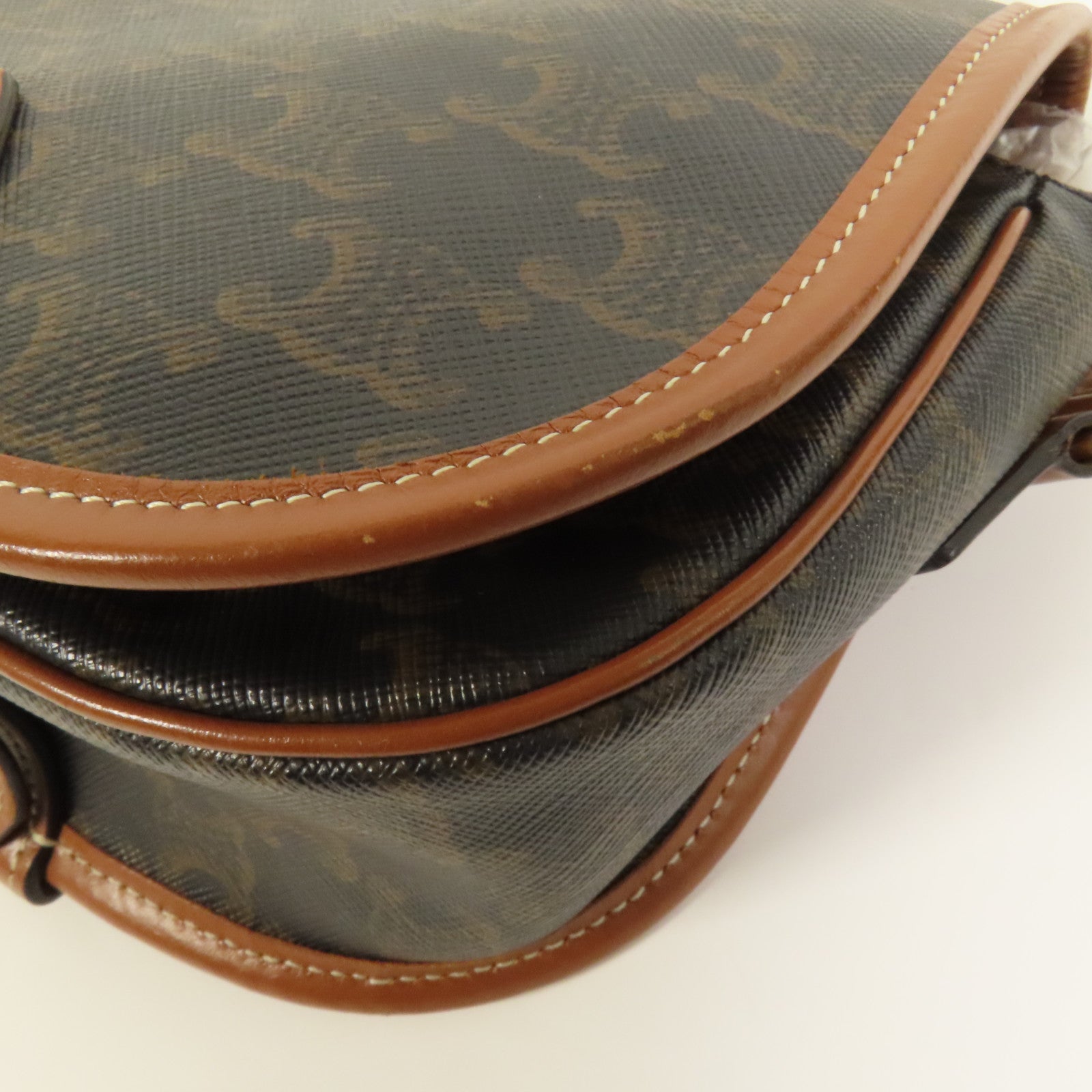 CELINE 塗層帆布Folco金扣肩背袋