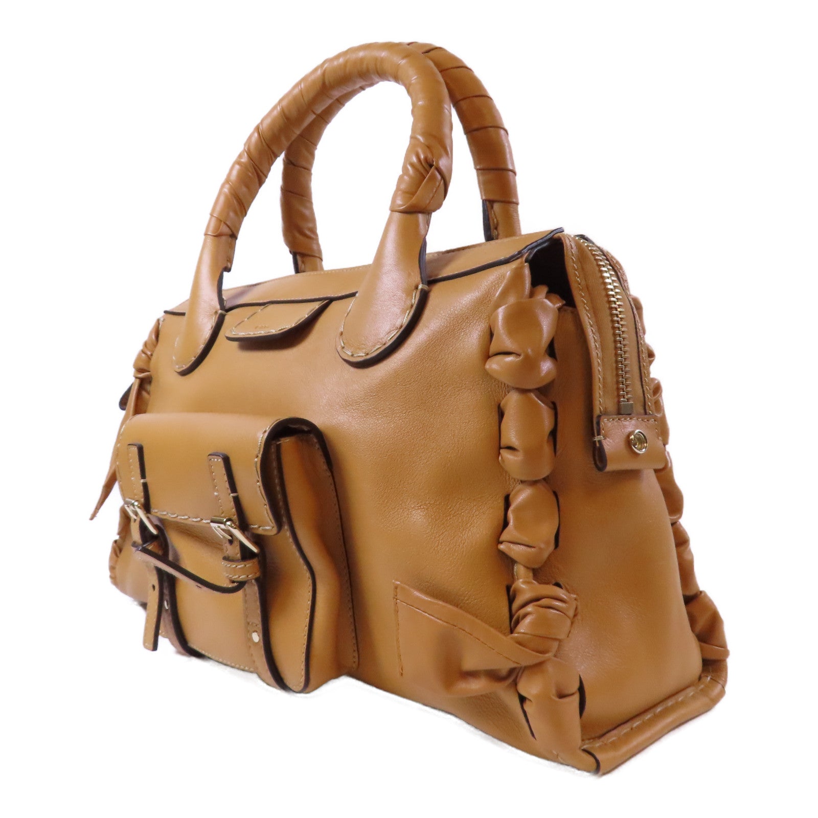 Chloe 【激減優惠】牛皮皮革Shoulder Tote Bag金扣肩背袋啡色