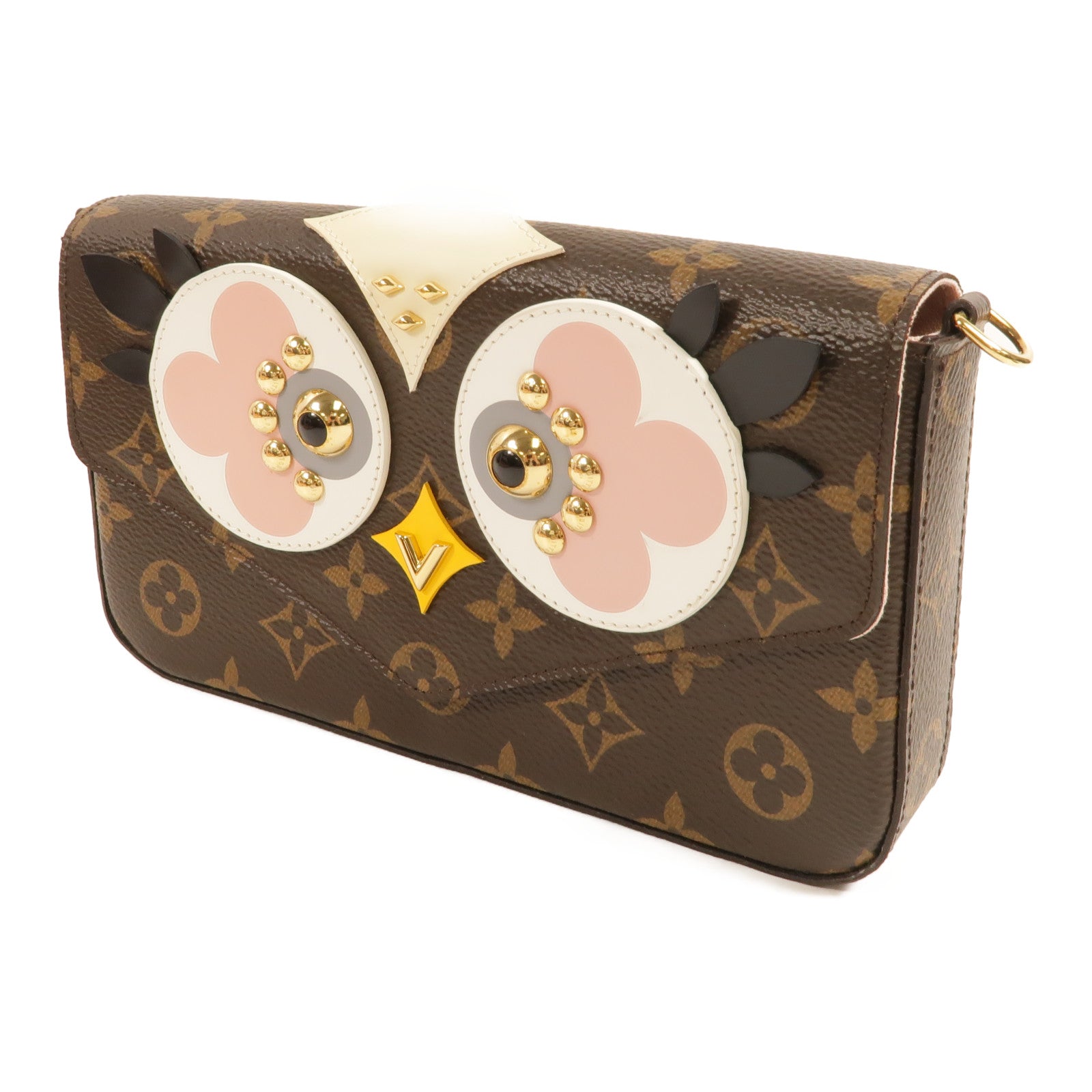 LOUIS VUITTON Monogram Lovely Birds Felicie Pochette金扣肩背袋