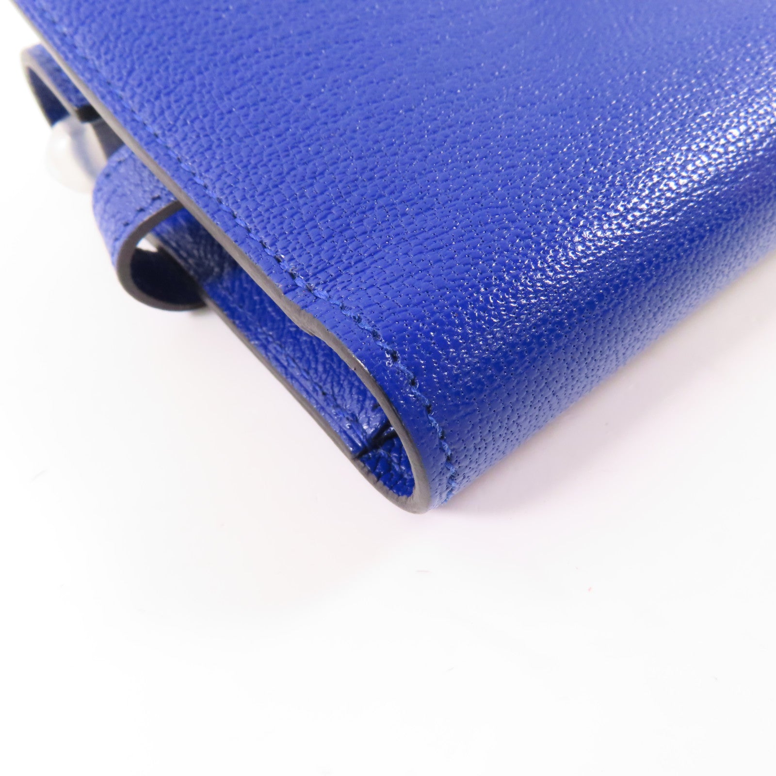 HERMES 【激減優惠】Chevre皮革Kelly Short Wallet銀扣錢包7T Bleu Electrique/電子藍