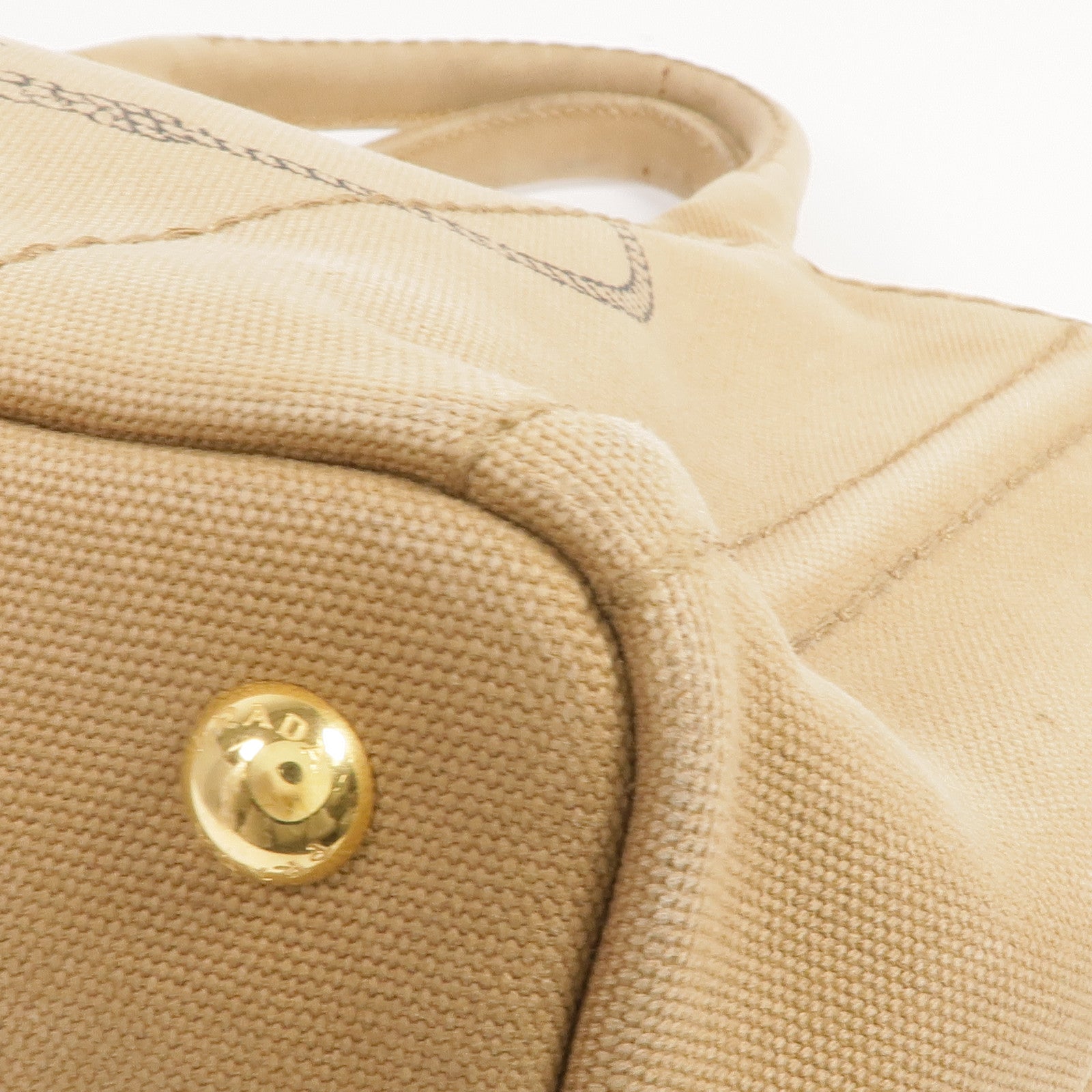 PRADA 帆布Prada Canapa Tote Bag金扣手挽肩背兩用袋