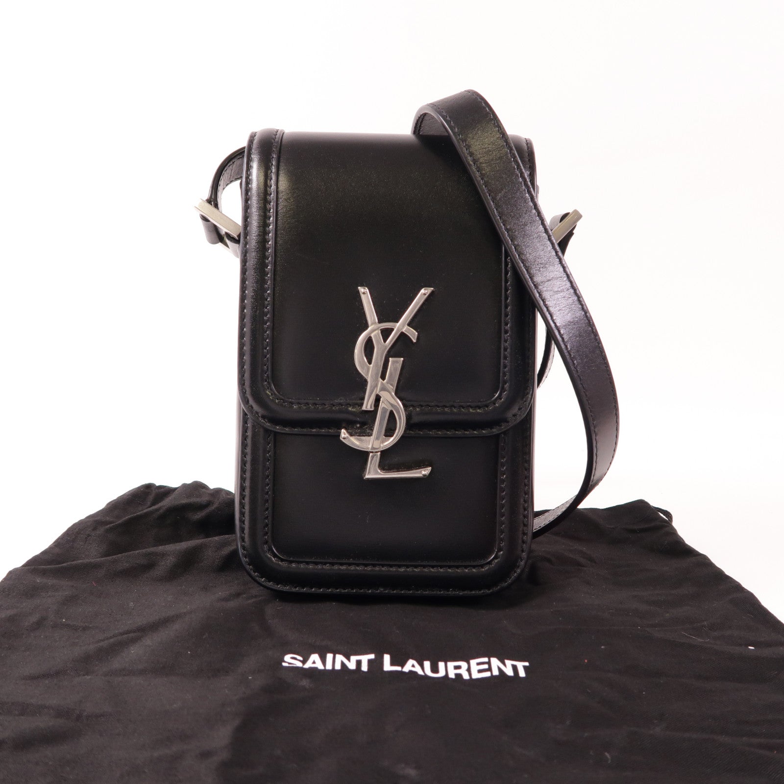YVES SAINT LAURENT 牛皮皮革Solferino銀扣肩背袋