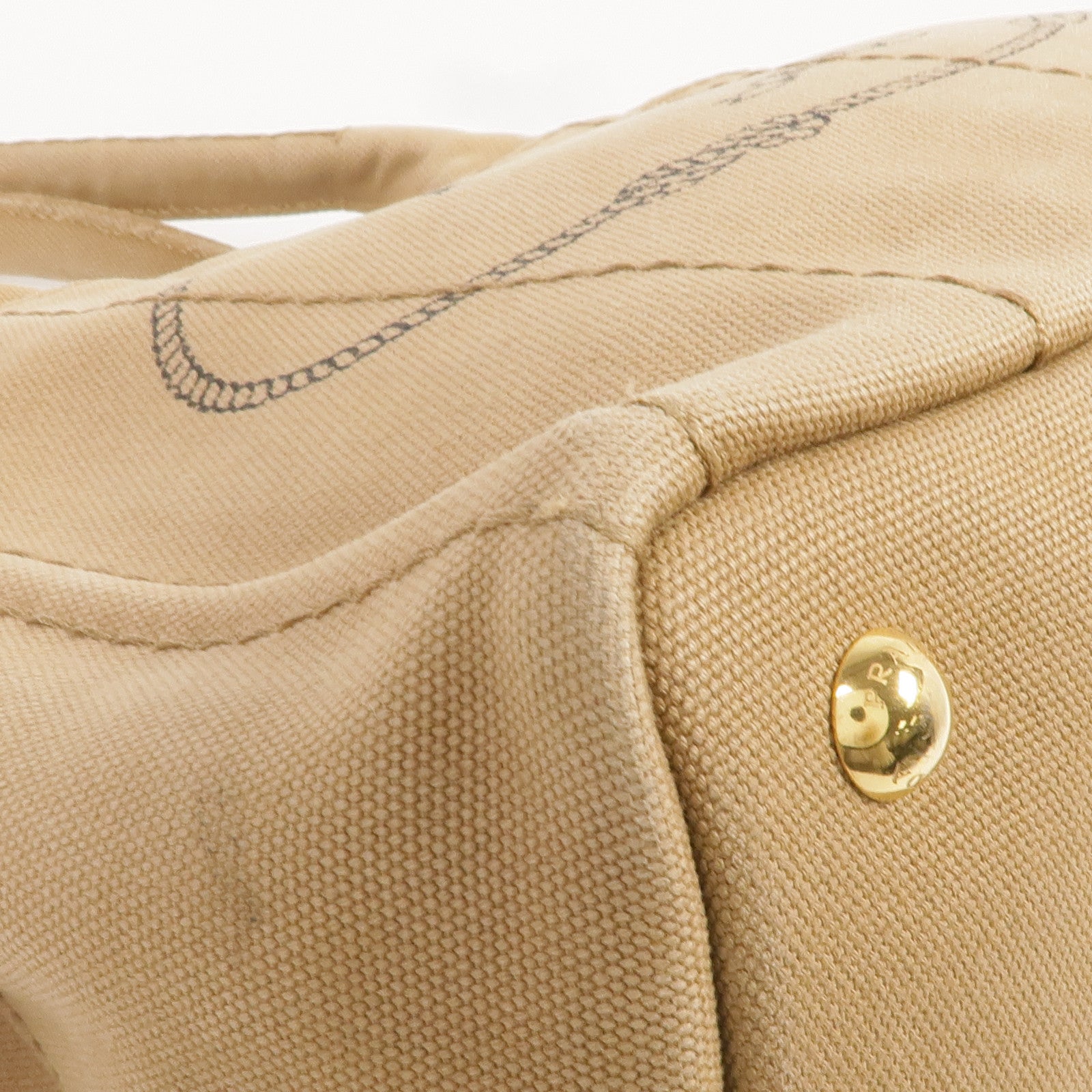 PRADA 帆布Prada Canapa Tote Bag金扣手挽肩背兩用袋