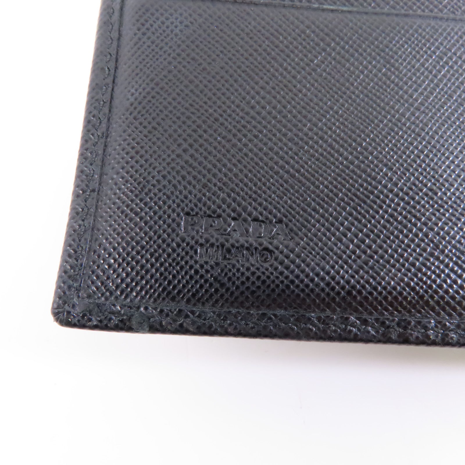 PRADA 牛皮皮革Wallet銀扣錢包黑色