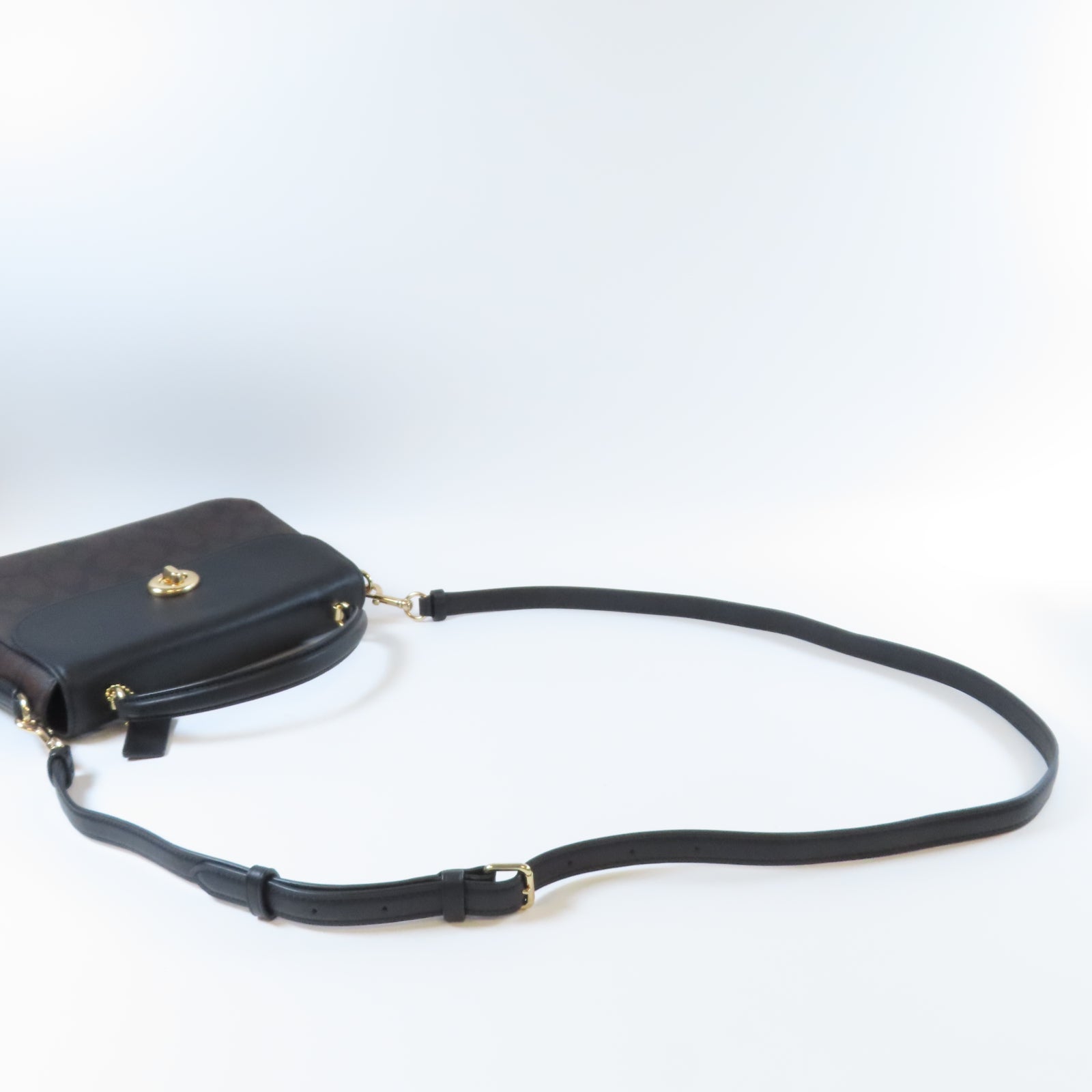 COACH 【激減優惠】羊皮皮革Shoulder Bag金扣手挽肩背兩用袋黑色/啡色