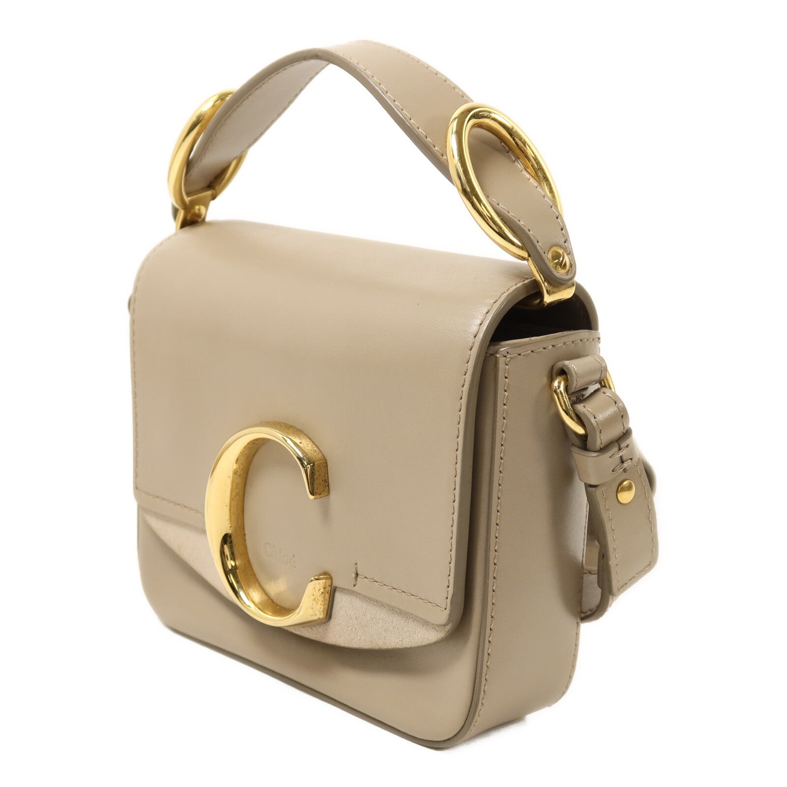 Chloe 牛皮皮革C Bag金扣手挽肩背兩用袋