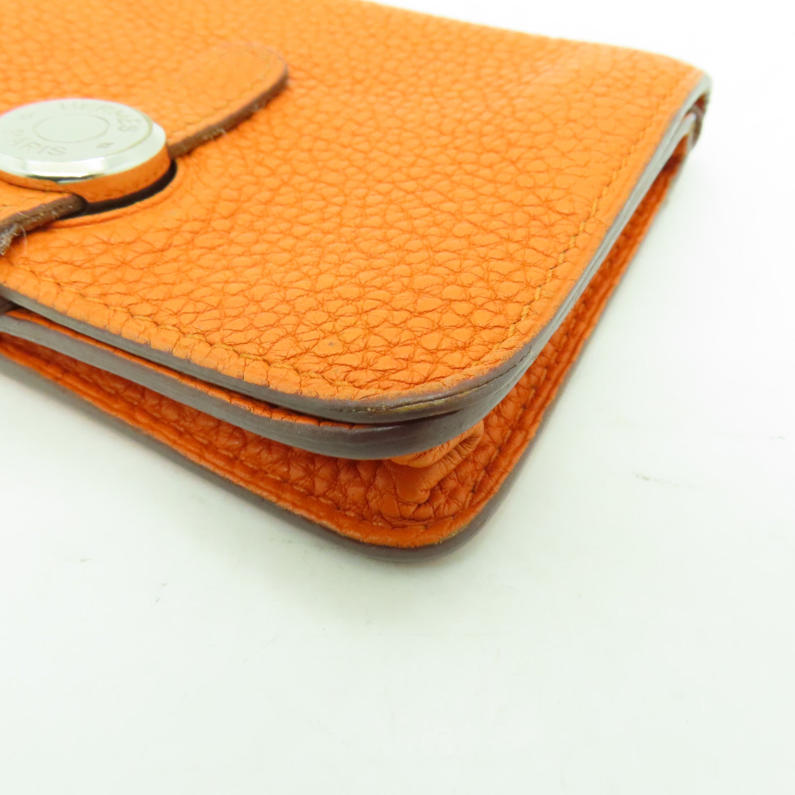 HERMES 【清倉大減價】Togo皮革Dogon Coin Case銀扣零錢包橙色