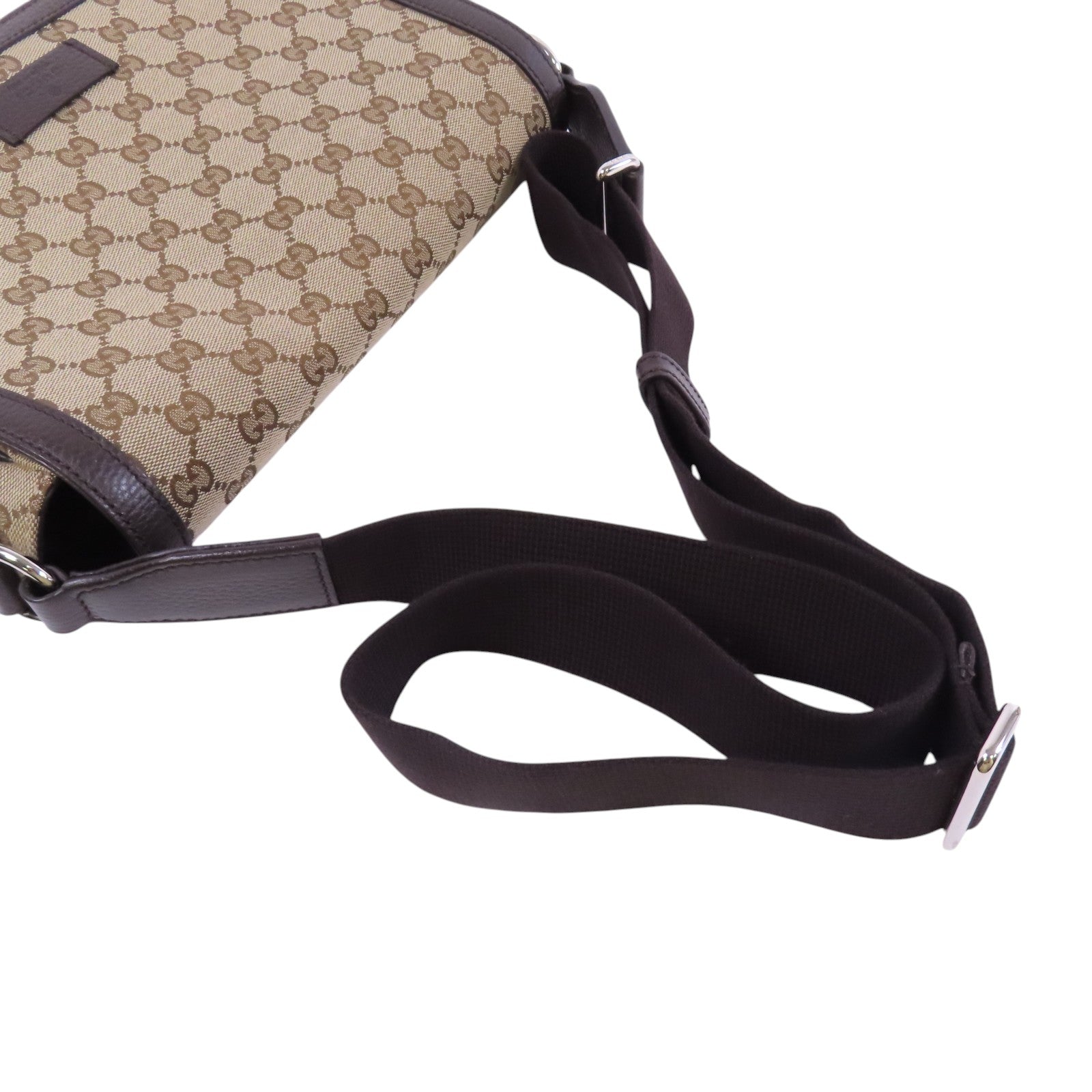 GUCCI GG帆布Shoulder Bag銀扣肩背袋