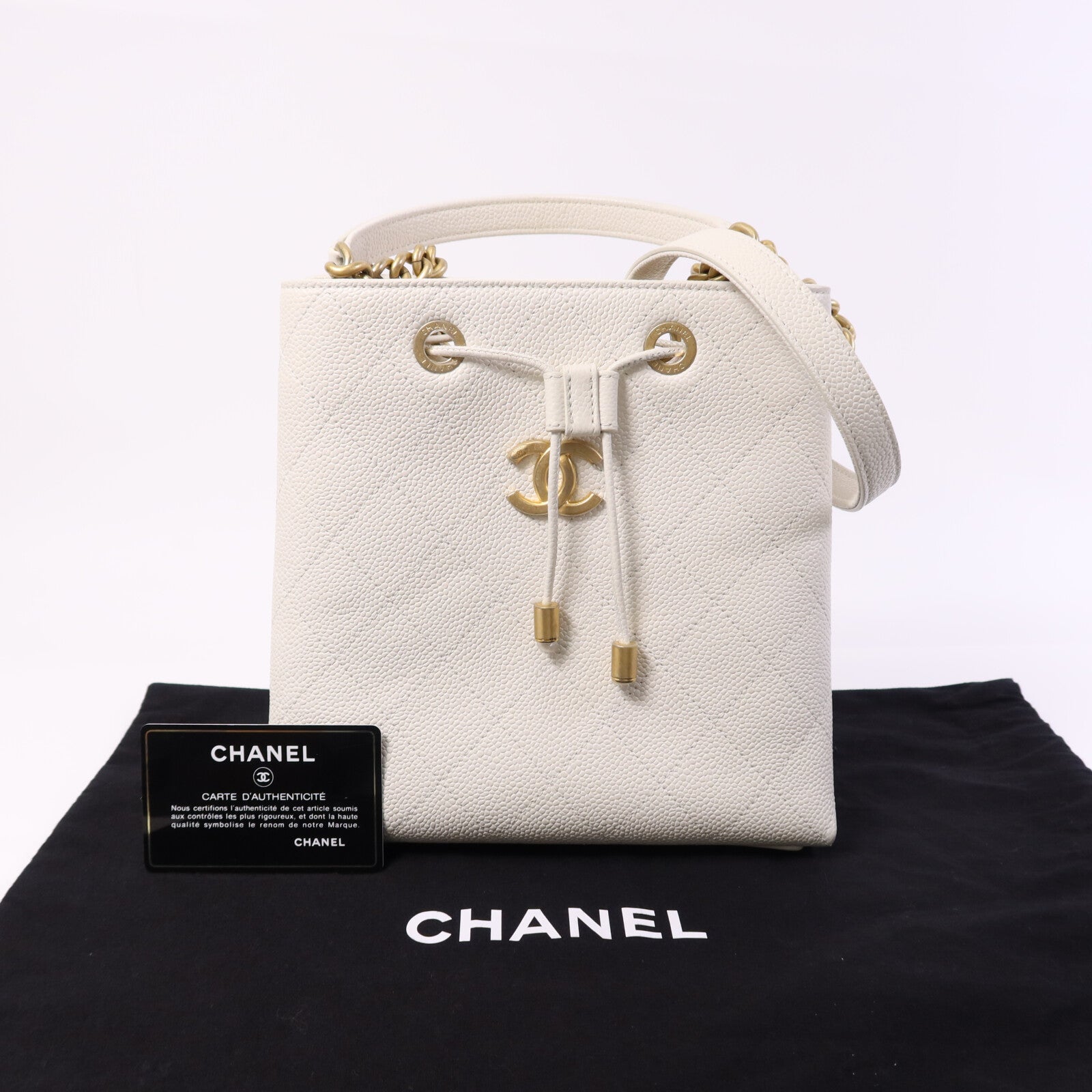 CHANEL 牛皮皮革Chain Shoulder Bag金扣鏈帶肩背袋