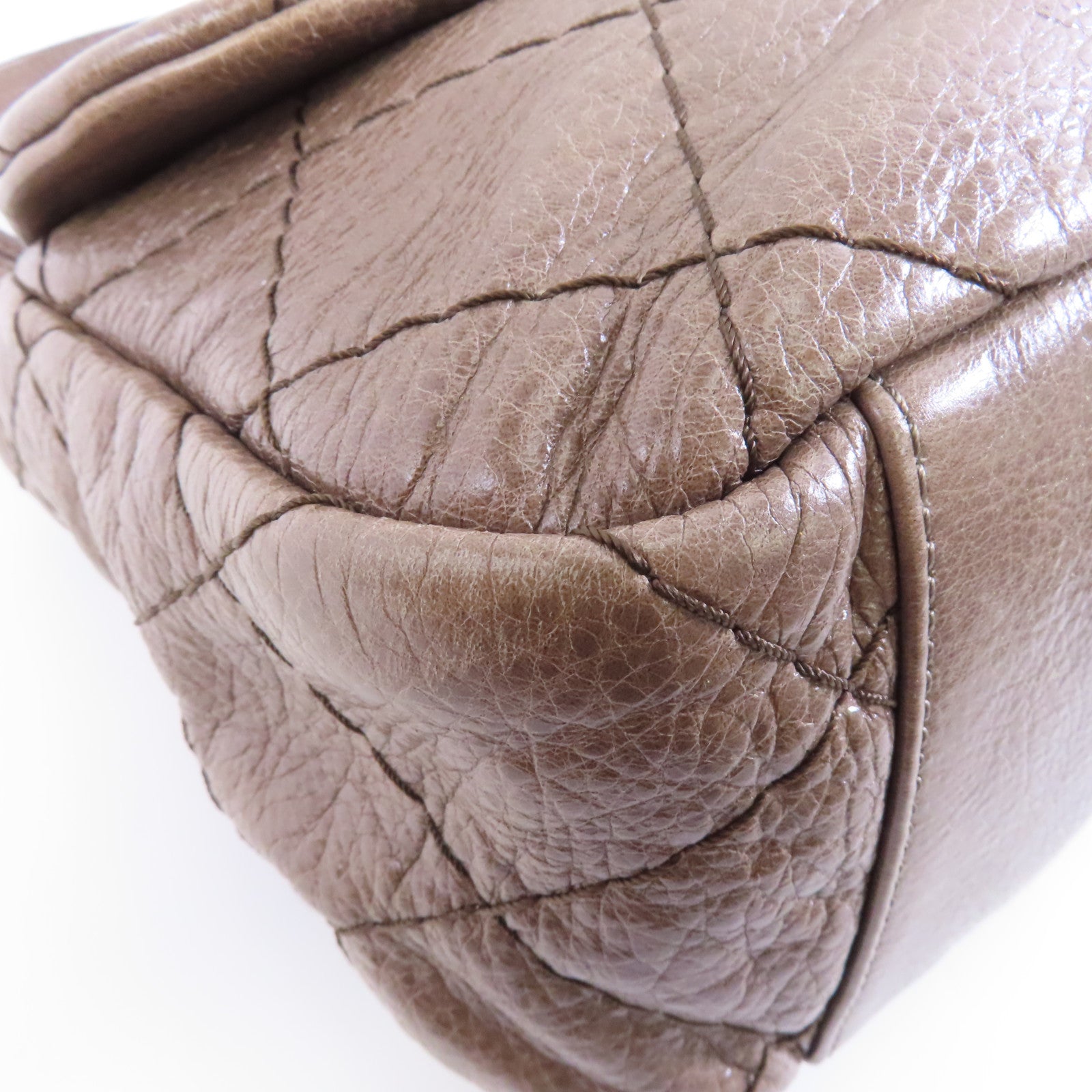 CHANEL 【激減優惠】菱格牛皮皮革Shoulder Bag銀扣肩背袋啡色