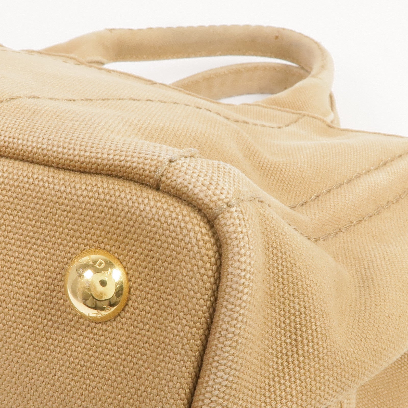 PRADA 帆布Prada Canapa Tote Bag金扣手挽肩背兩用袋