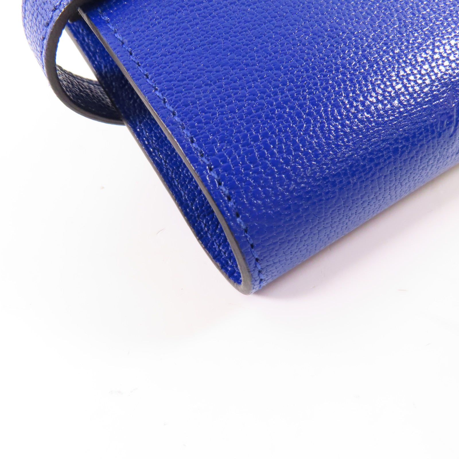 HERMES 【激減優惠】Chevre皮革Kelly Short Wallet銀扣錢包7T Bleu Electrique/電子藍