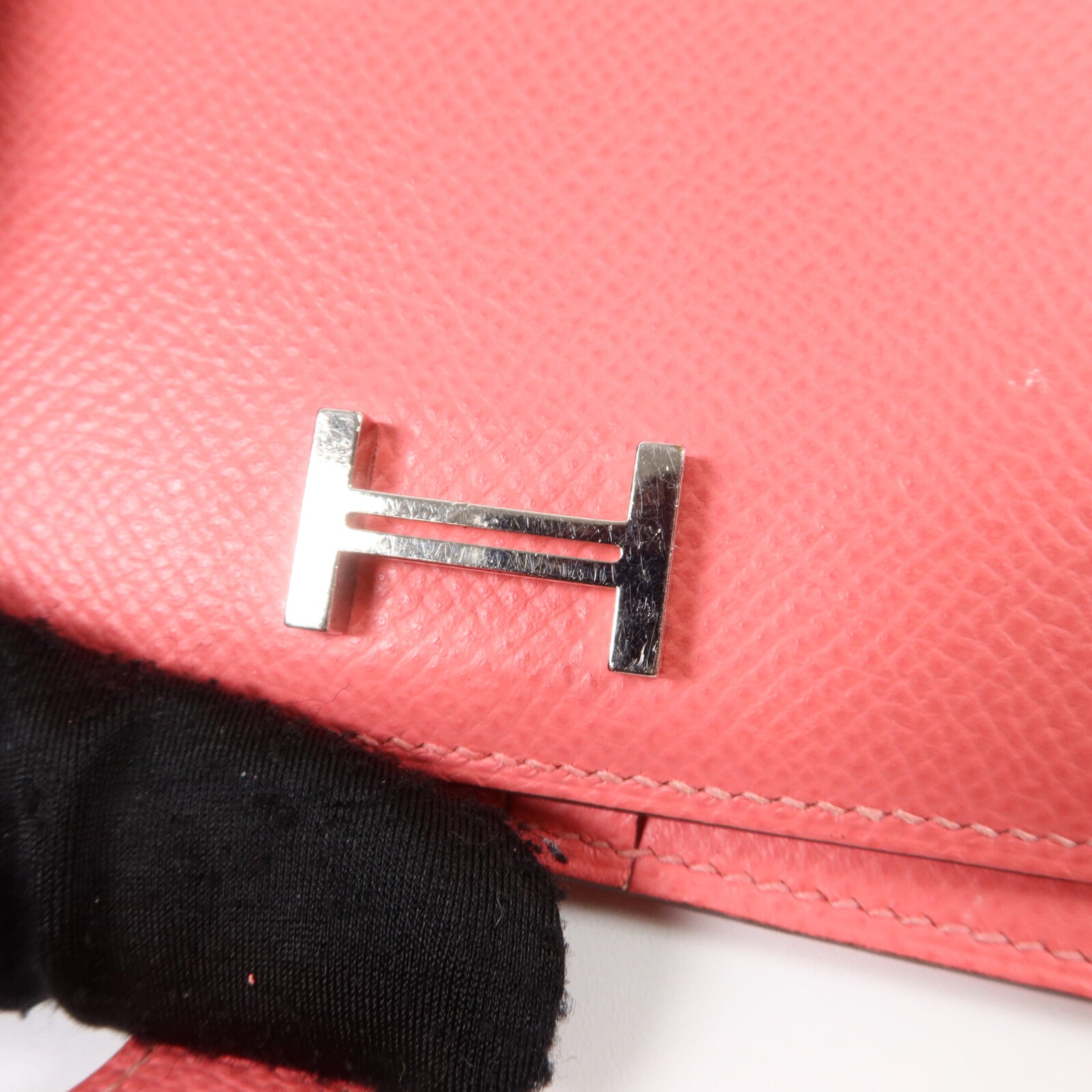 HERMES Epsom皮革Bearn Compact Wallet銀扣錢包Rose Azalee