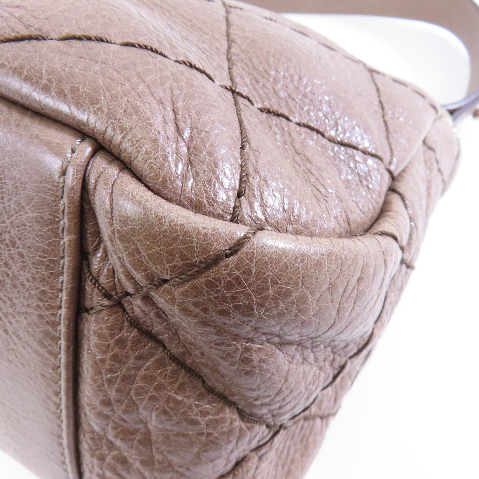 CHANEL 【激減優惠】菱格牛皮皮革Shoulder Bag銀扣肩背袋啡色