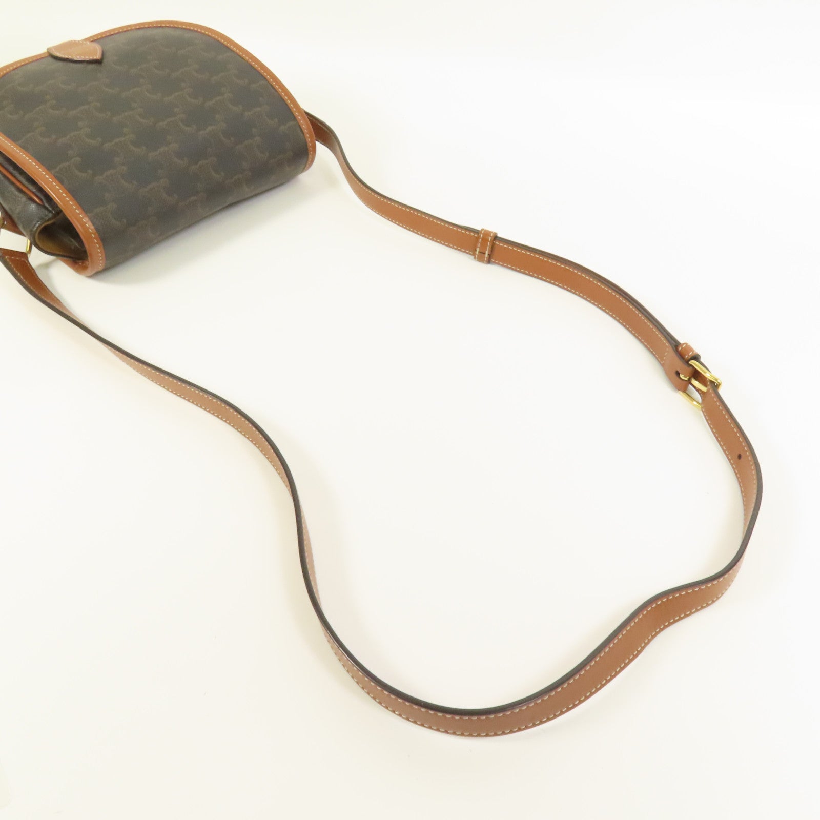 CELINE 塗層帆布Folco金扣肩背袋