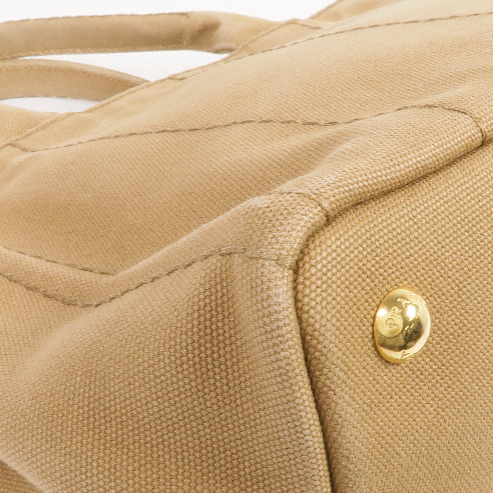 PRADA 帆布Prada Canapa Tote Bag金扣手挽肩背兩用袋