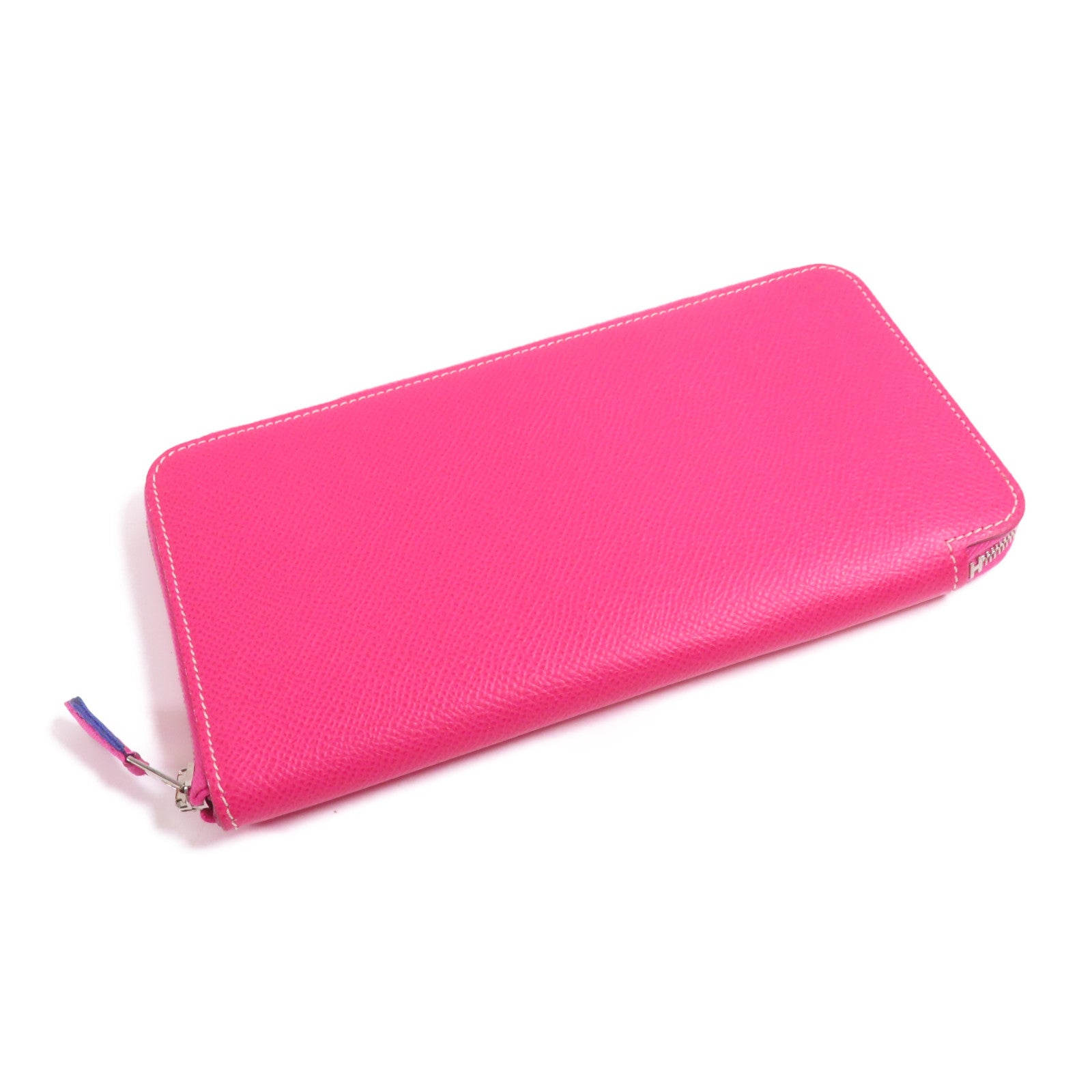 HERMES Epsom皮革Silk In Classic銀扣長錢包Rose Tyrien