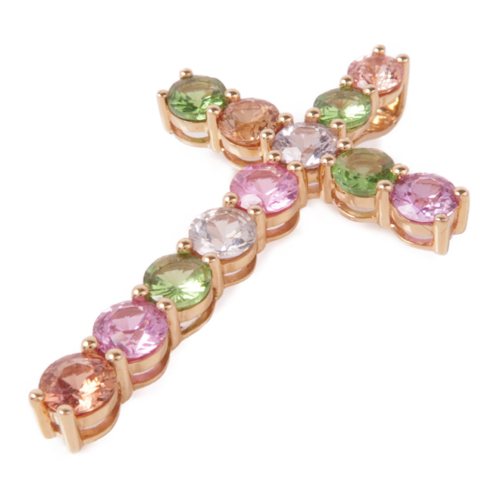 JEWELRY 18K玫瑰金Multi Sapphire Pendant Top彩色藍寶石吊墜