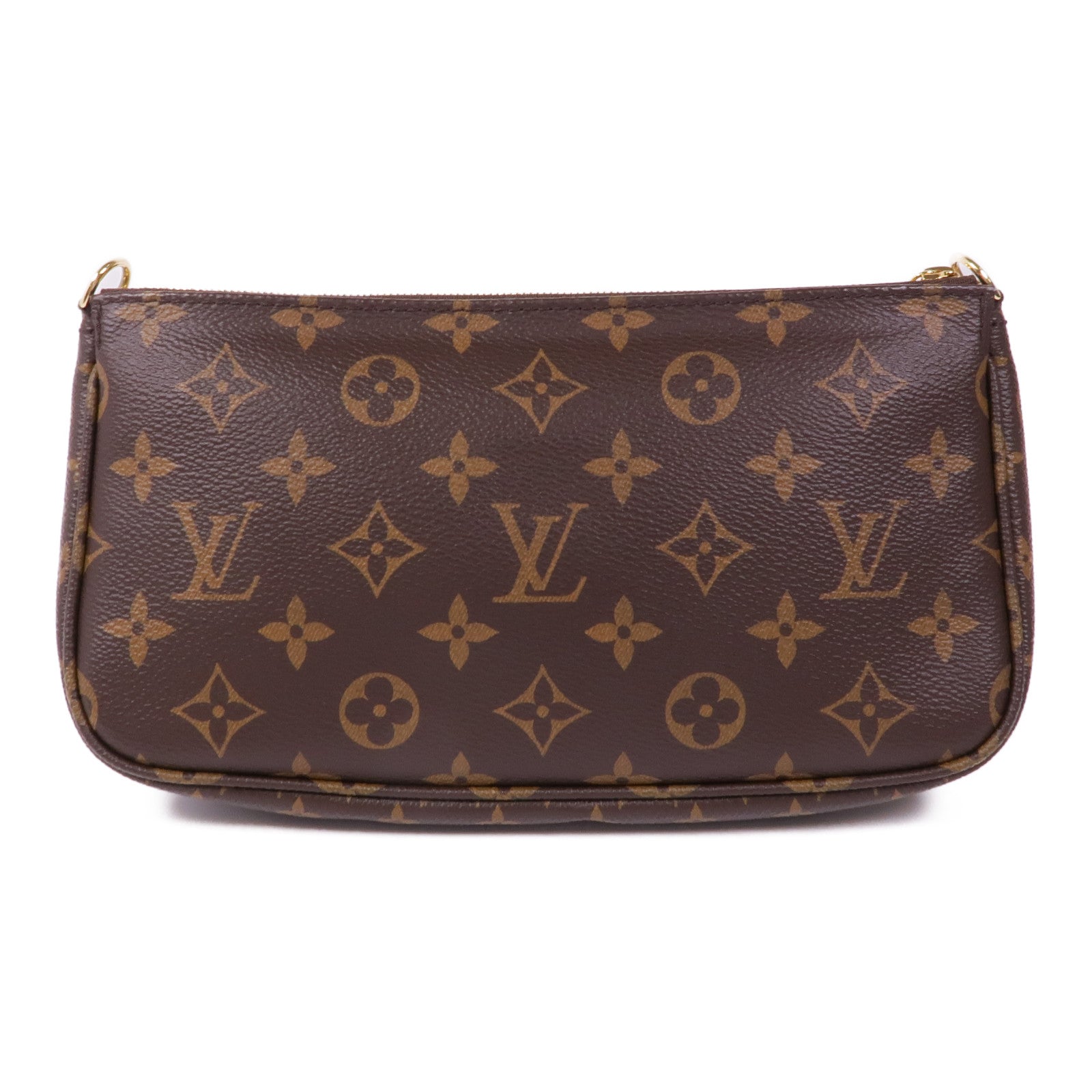 LOUIS VUITTON Monogram Multi Pochette Accessoires金扣手挽肩背兩用袋棕色