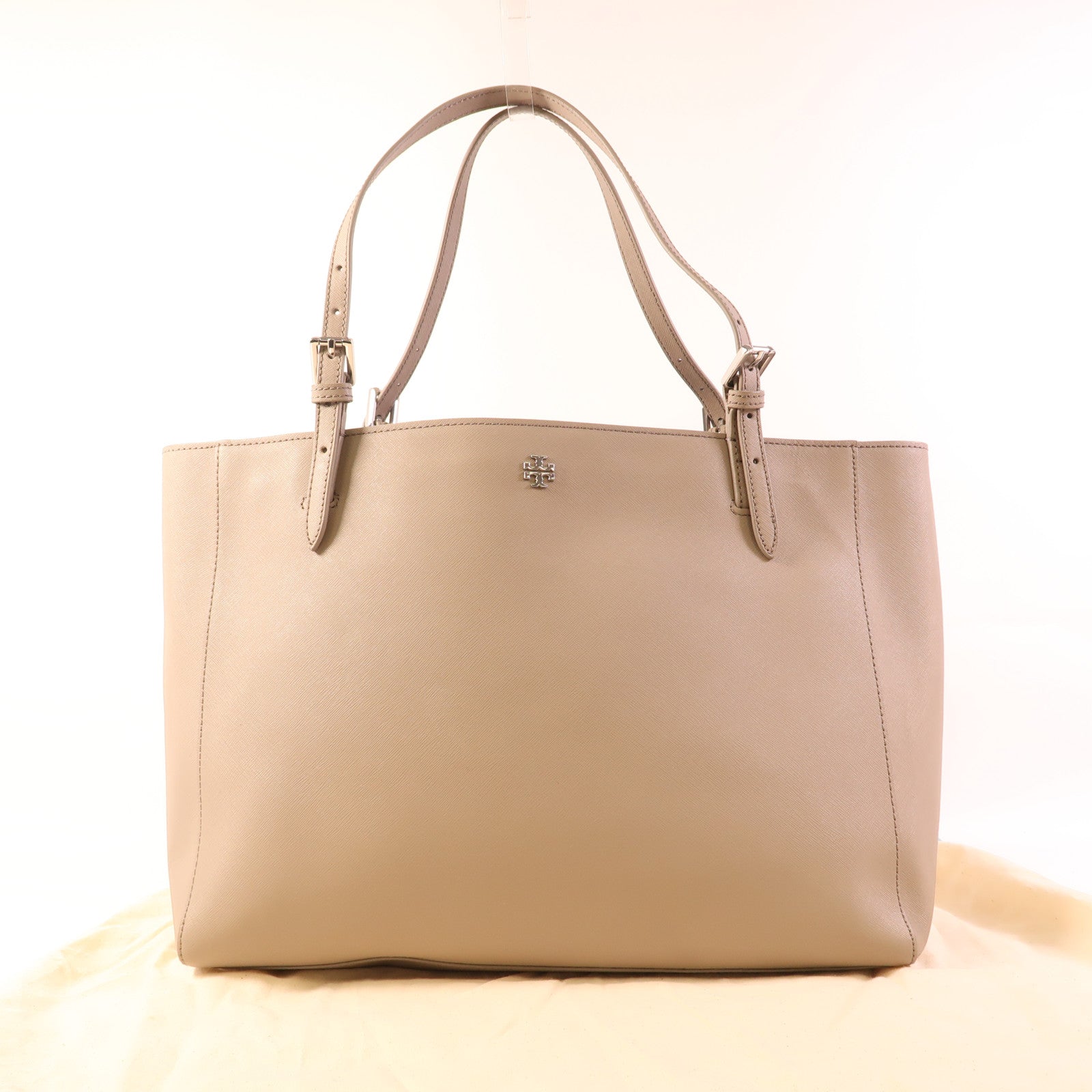 Tory Burch 牛皮皮革Tote Bag銀扣肩背袋