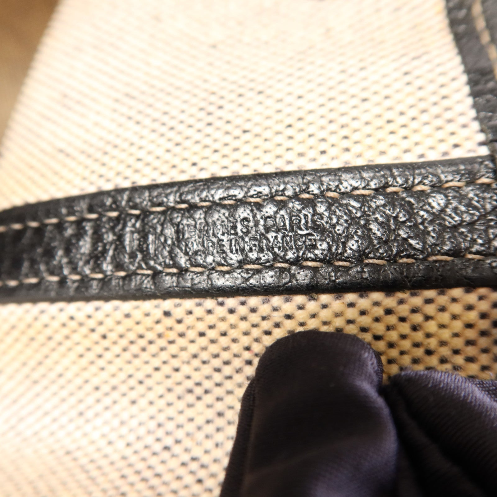 HERMES 帆布GardenParty PM銀扣手挽袋