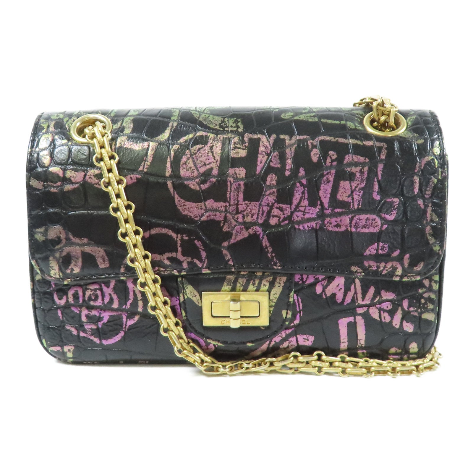 CHANEL 牛皮皮革2.55 Mini金扣鏈帶肩背袋